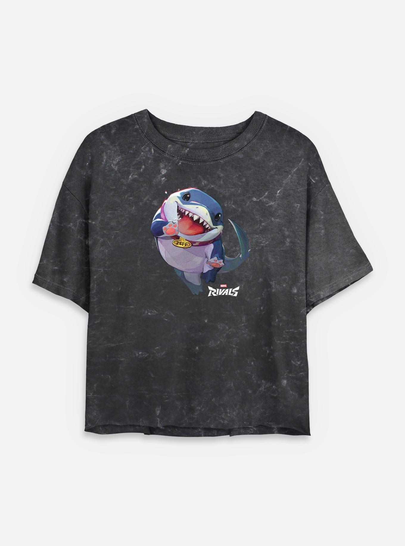 Marvel Rivals Jeff The Landshark Womens Mineral Wash Crop T-Shirt, BLACK, hi-res