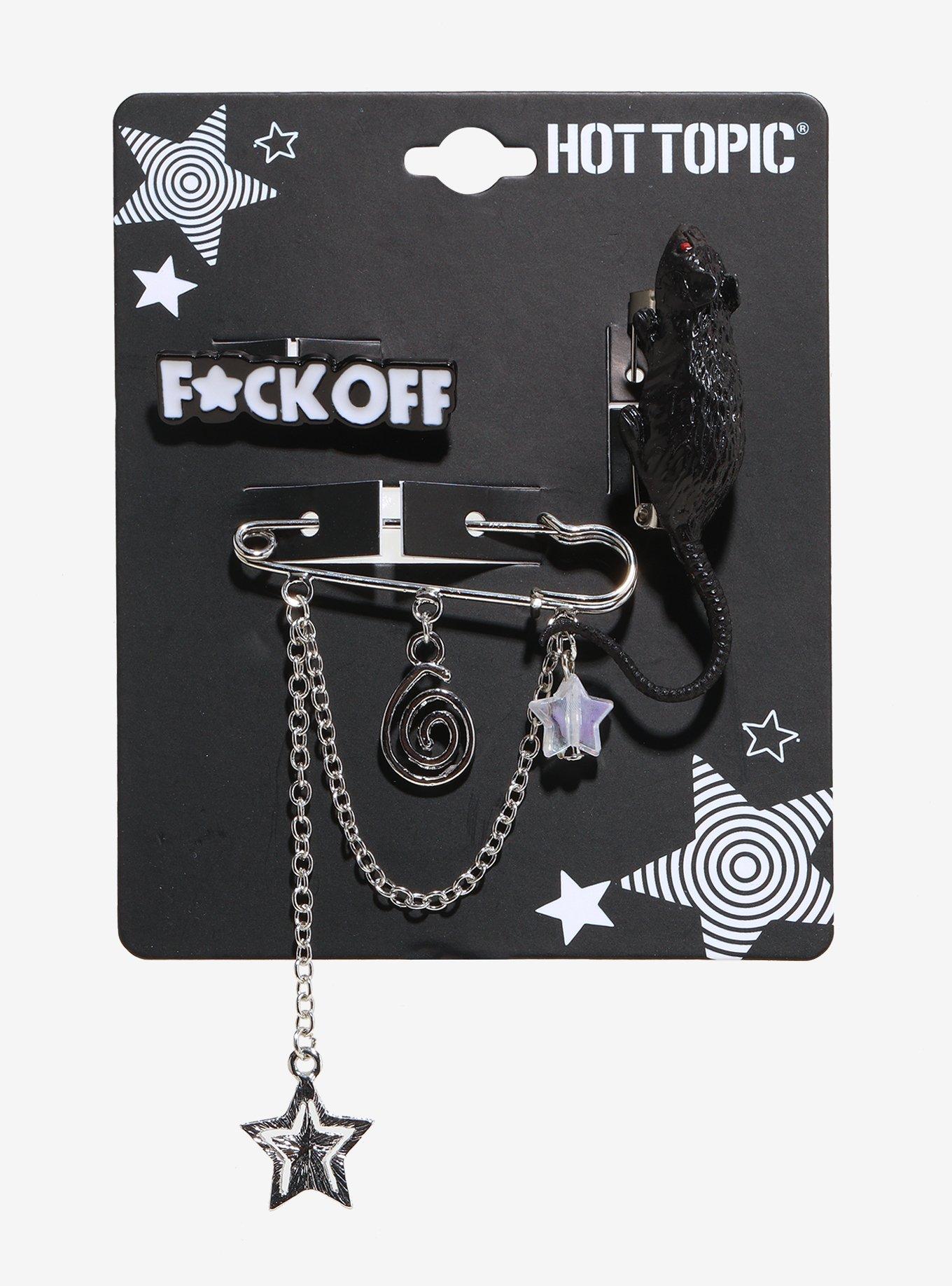 Rat Spiral Star Safety Pin Brooch Set, , hi-res