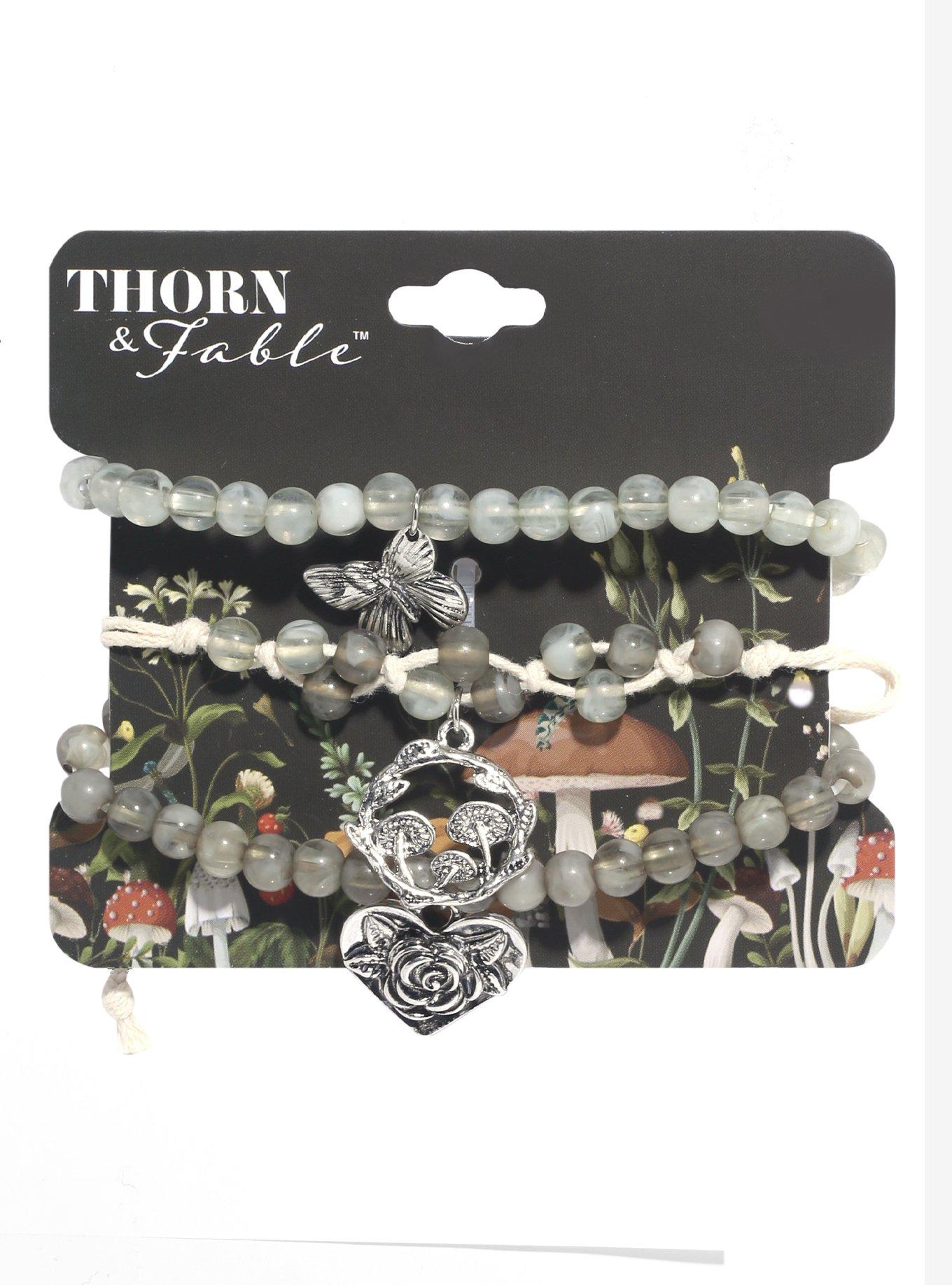 Thorn & Fable Butterfly Mushroom Forest Bead Bracelet Set, , hi-res