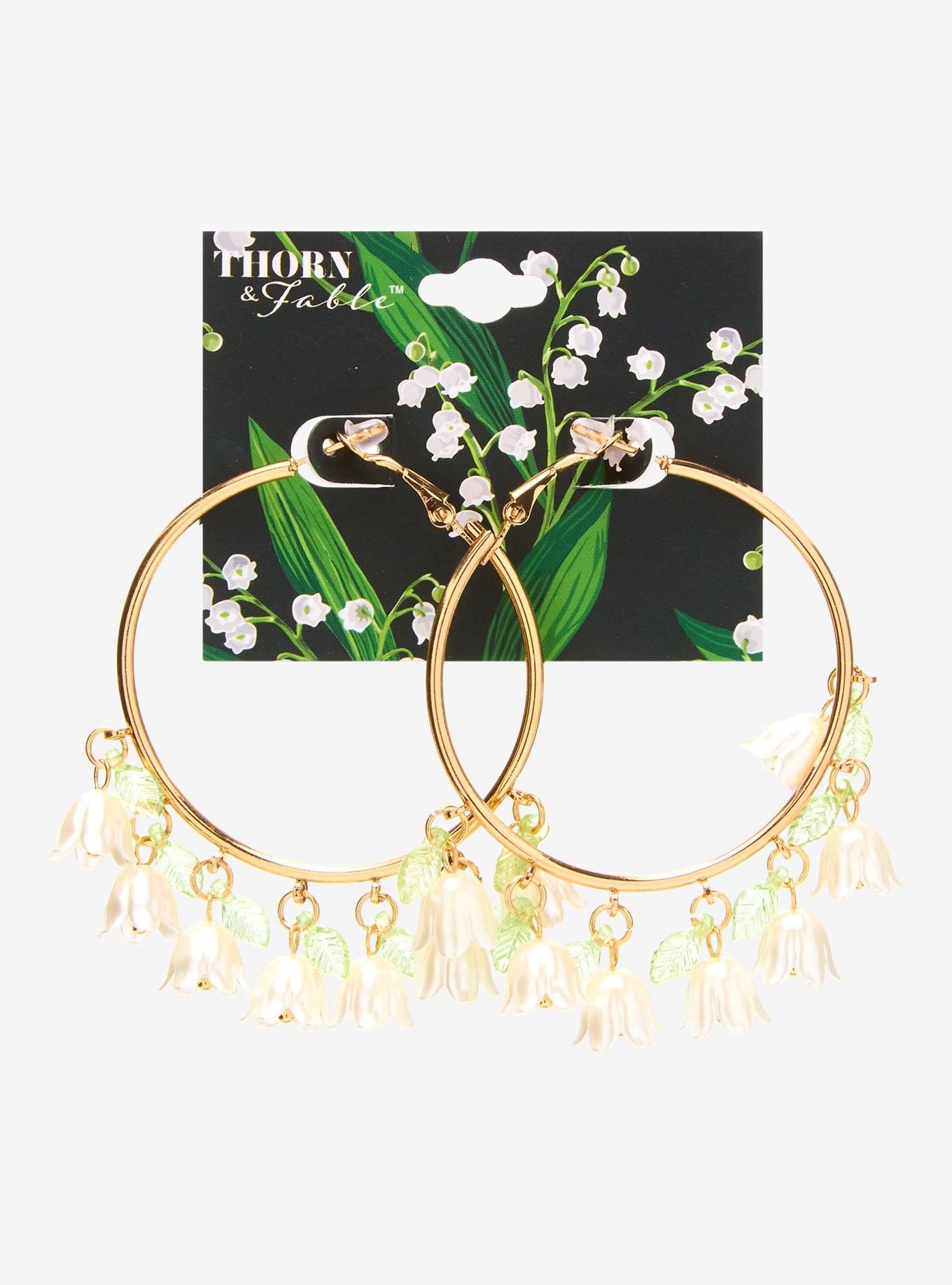 Thorn & Fable Lily Of The Valley Hoop Earrings, , hi-res