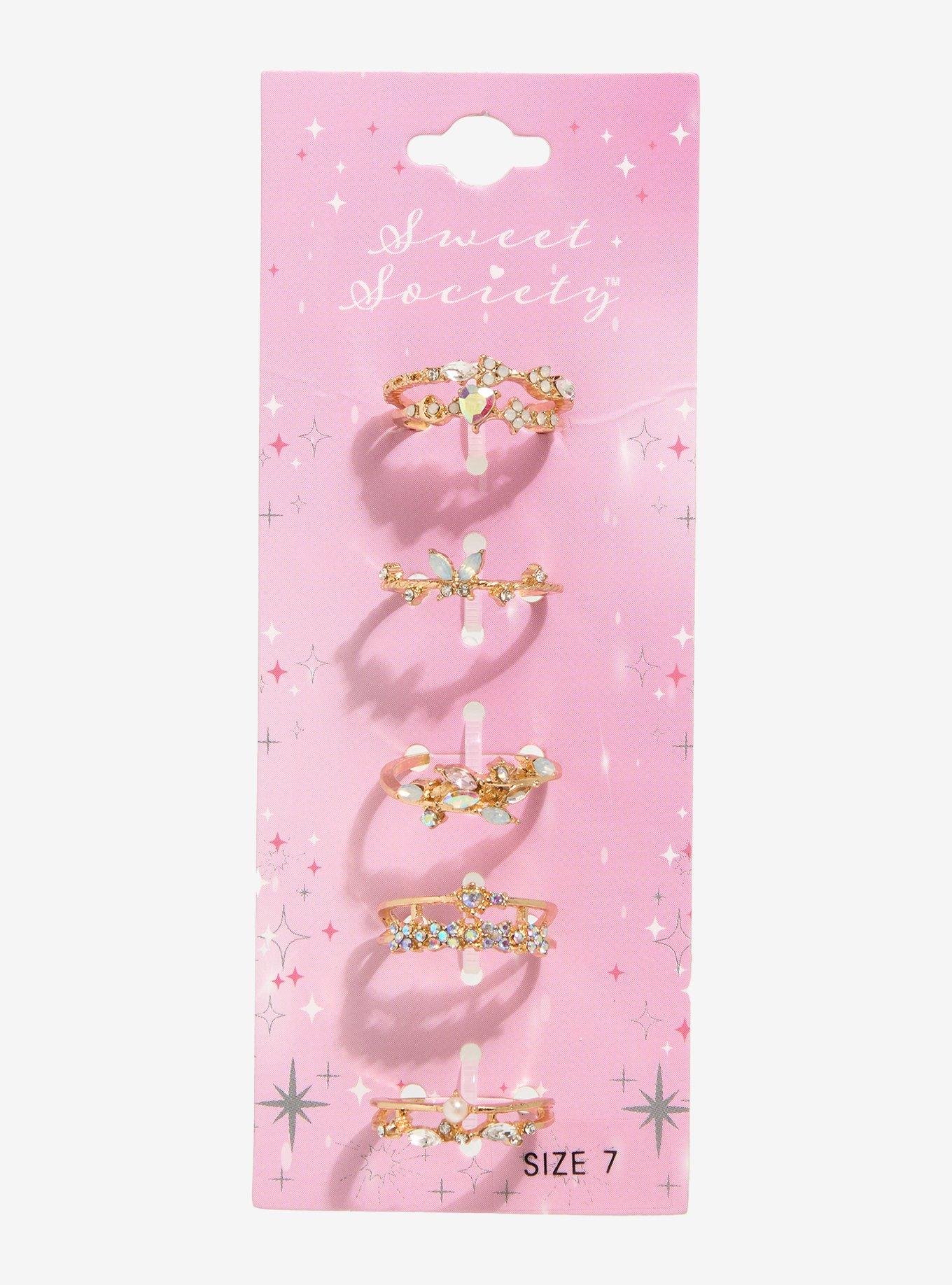 Sweet Society Mini Rhinestone Gem Ring Set, , hi-res