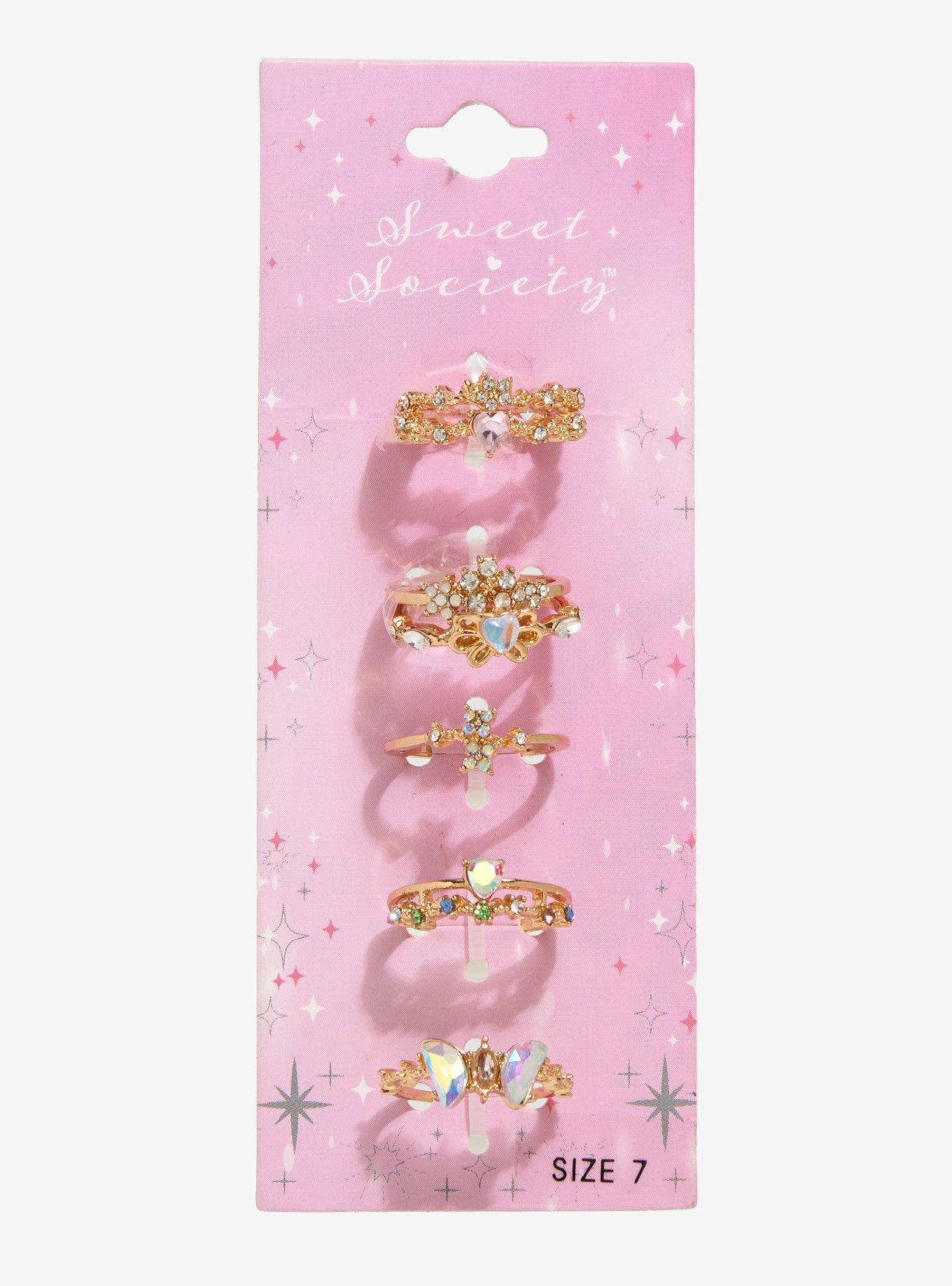 Sweet Society Colorful Dainty Gem Ring Set, , hi-res