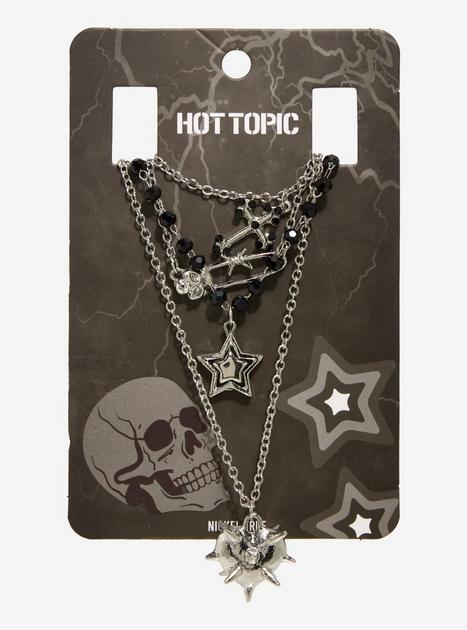 ★2025SS新作★THE COLDEST MOMENT★TCM shell layered necklace Spike Heart Star Safety Pin Layered Necklace | Hot Topic