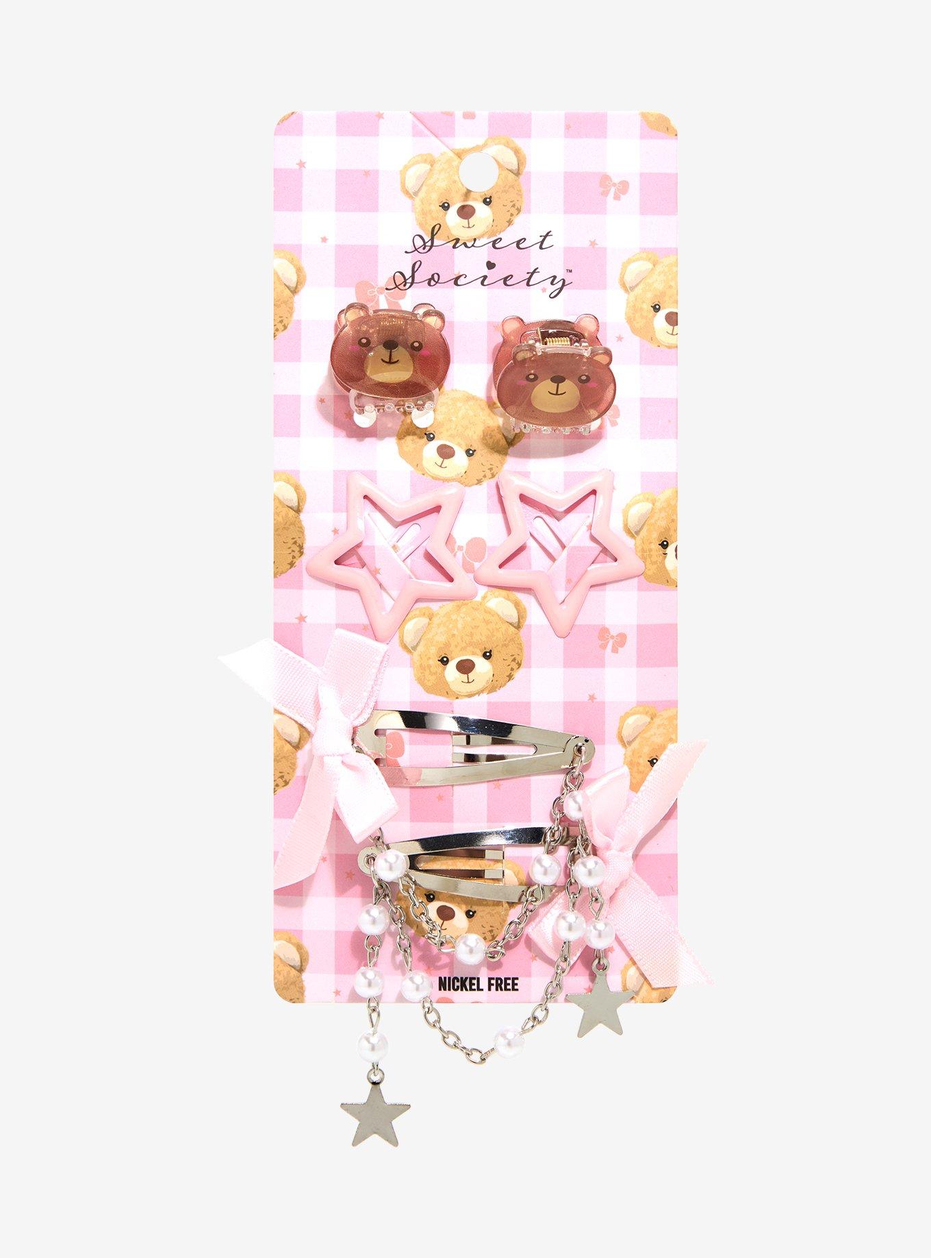 Sweet Society Coquette Bear Star Hair Clip Set, , hi-res
