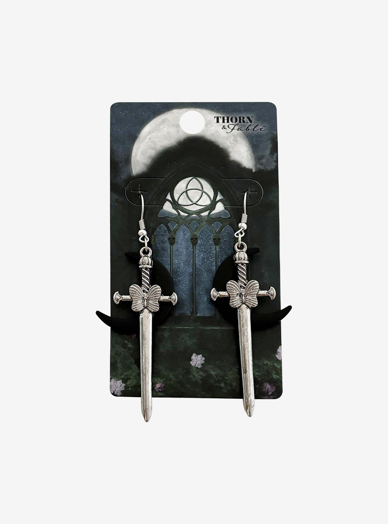 Thorn & Fable Moon Dagger Drop Earrings, , hi-res