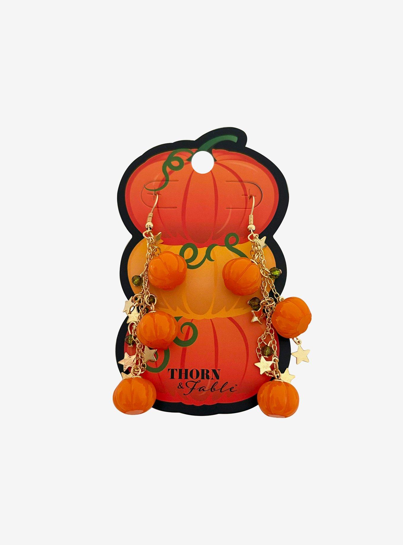 Thorn & Fable Pumpkin Star Drop Earrings, , hi-res