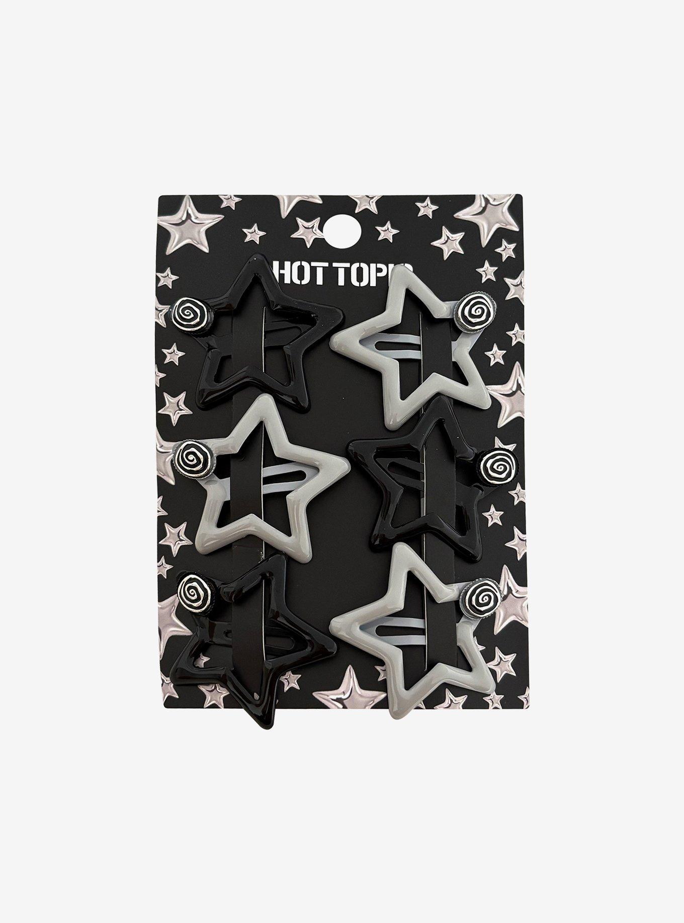 Black & White Spiral Star Hair Clip Set, , hi-res
