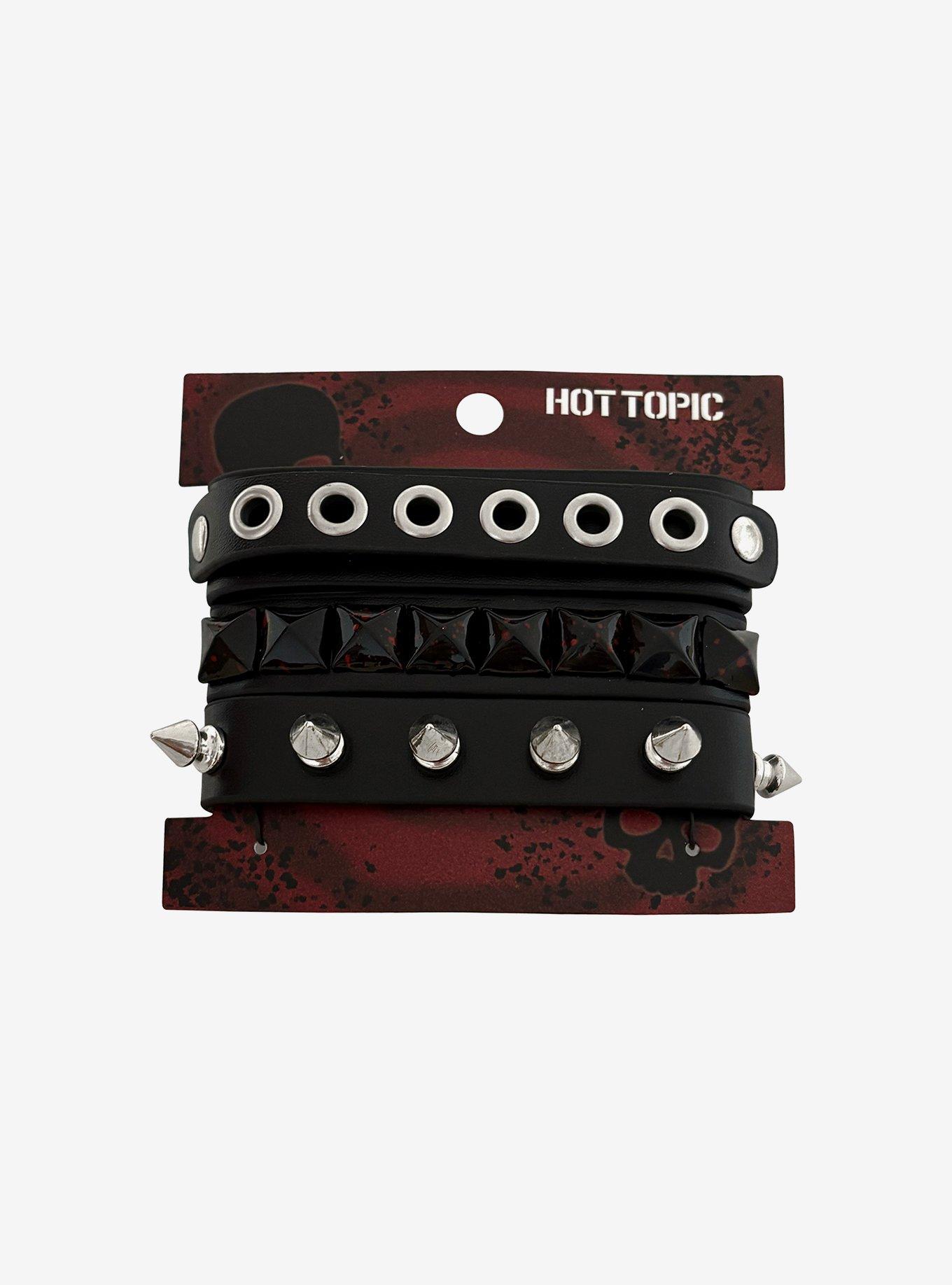 Pyramid Grommet Stud Cuff Bracelet Set, , hi-res