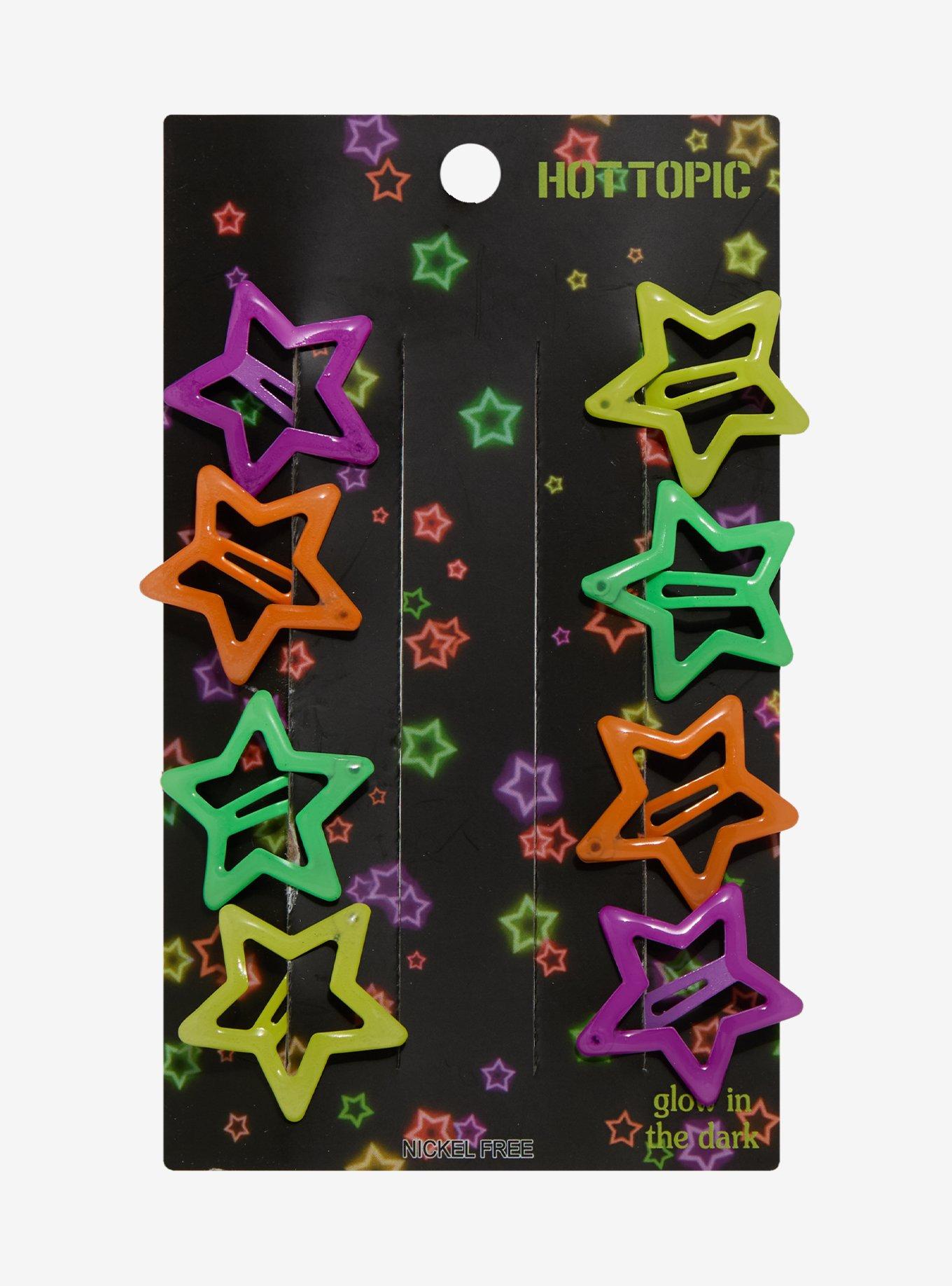Colorful Glow-In-The-Dark Star Hair Clip Set, , hi-res