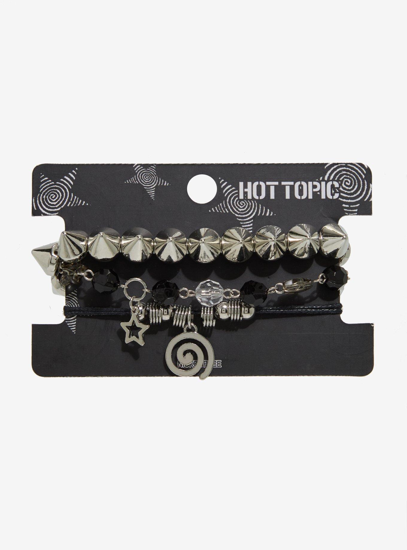 Spike Stud Spiral Charm Bracelet Set, , hi-res
