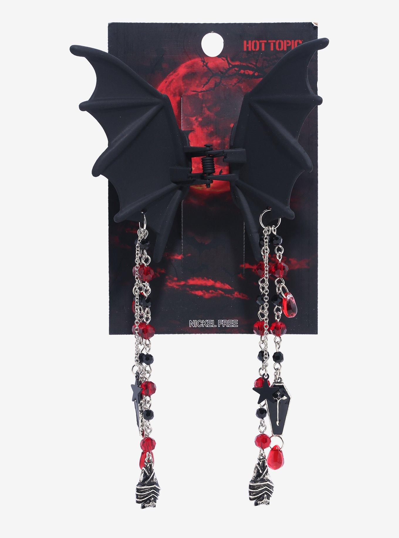Bat Wing Chain Charm Claw Hair Clip, , hi-res
