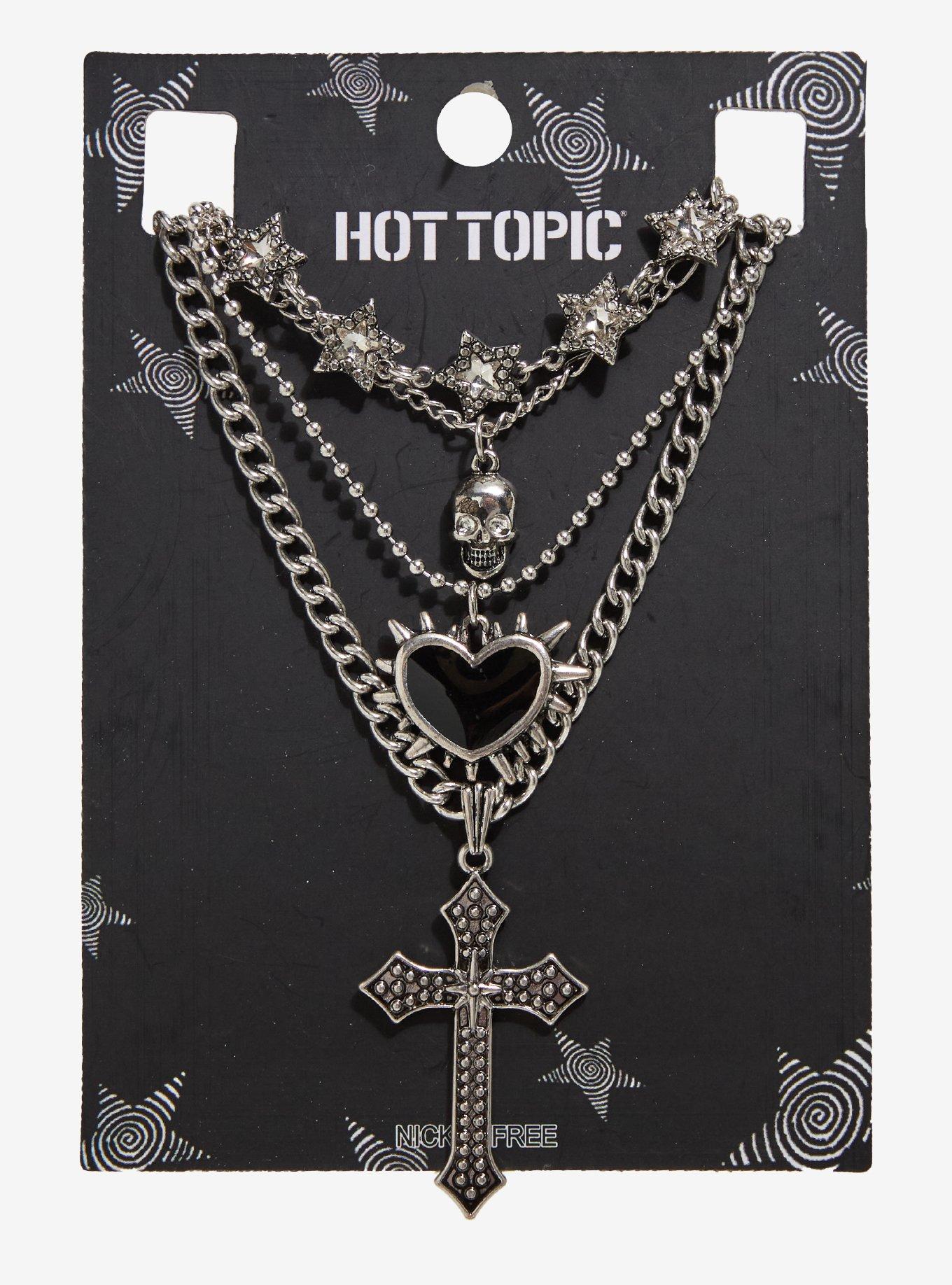 Skull Heart Cross Necklace Set, , hi-res