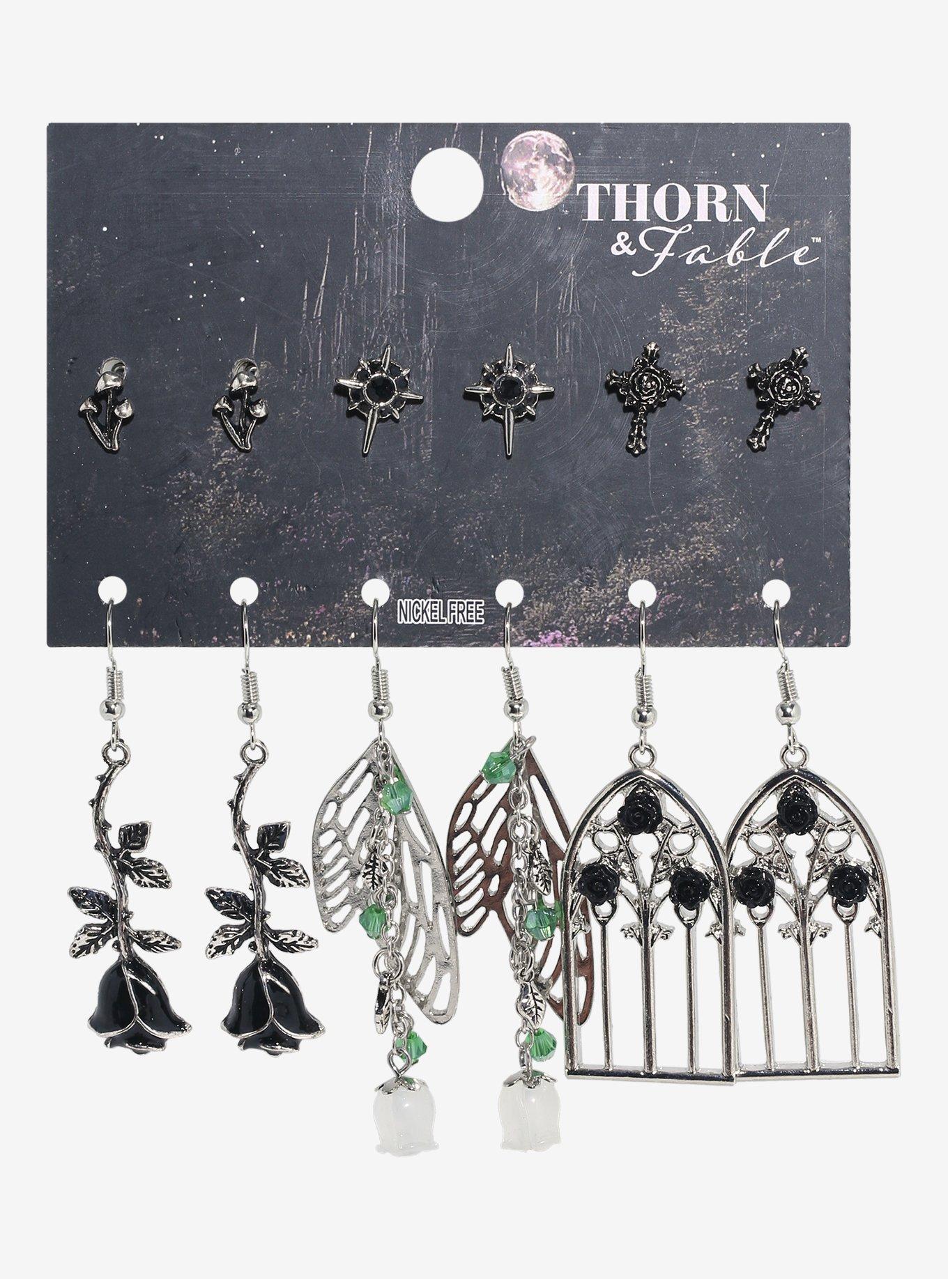 Thorn & Fable Rose Wing Cathedral Earring Set, , hi-res