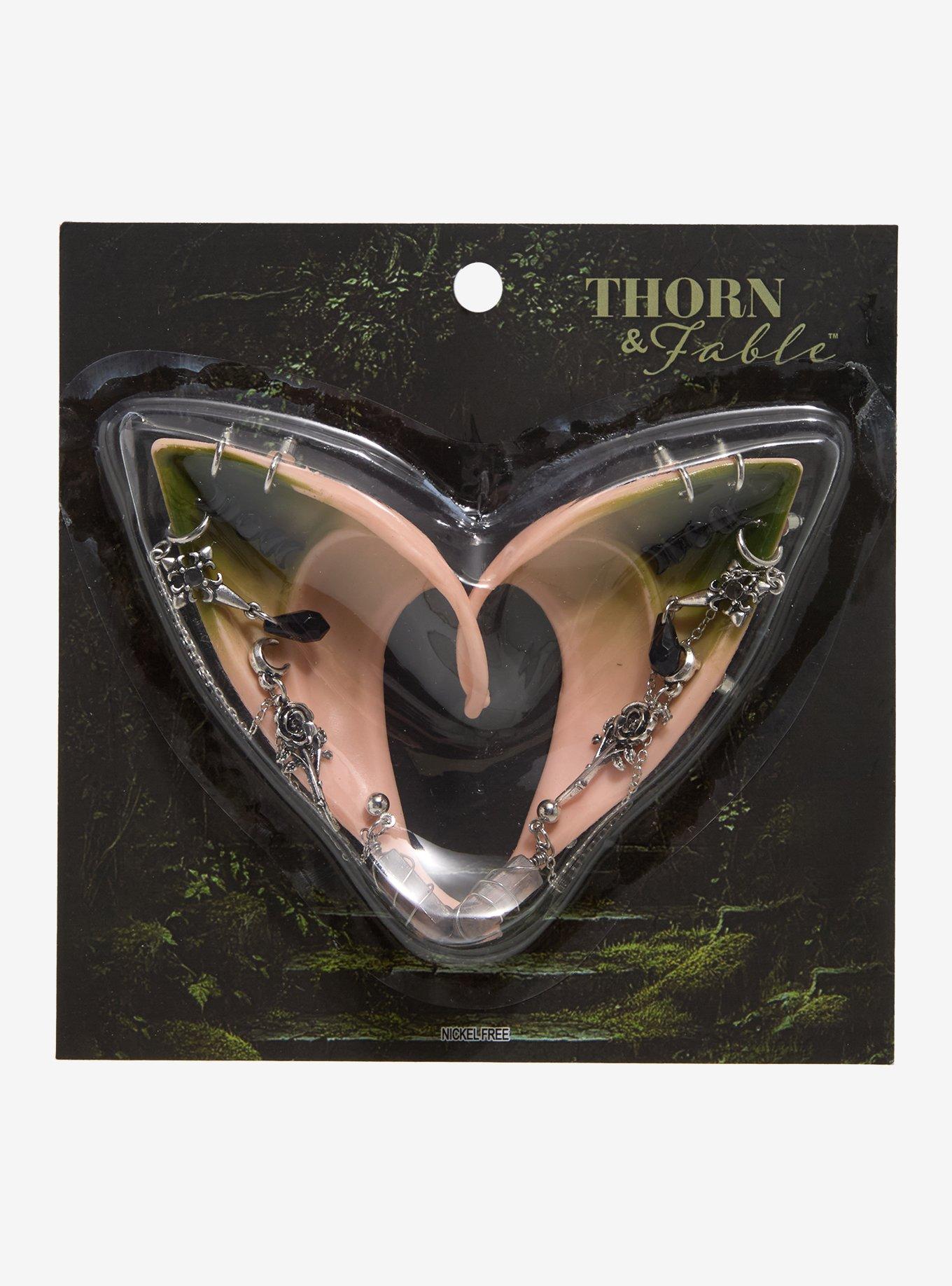 Thorn & Fable Forest Green-Tipped Fairy Molded Ear Cuffs, , hi-res