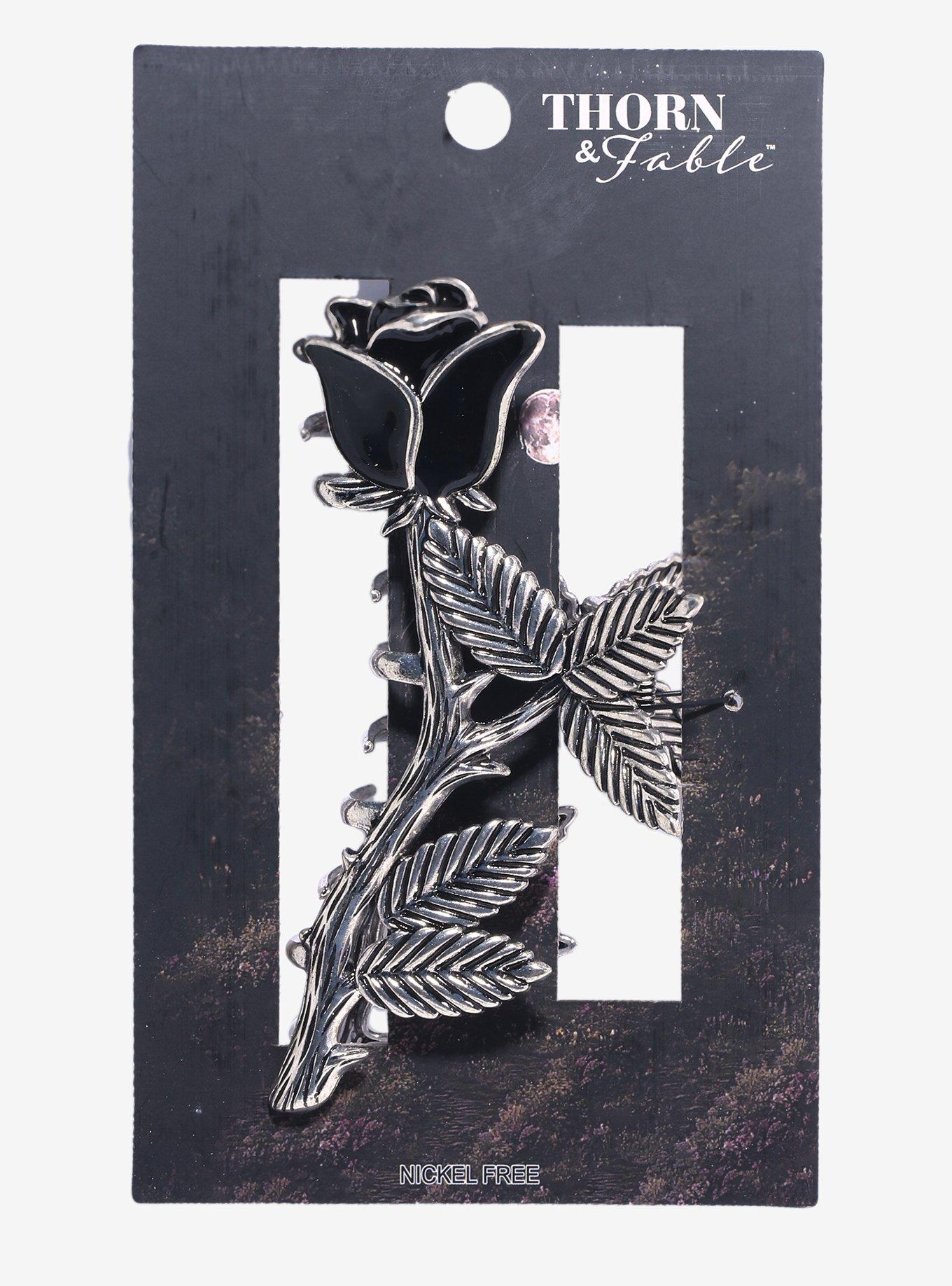 Thorn & Fable Black Rose Claw Hair Clip, , hi-res