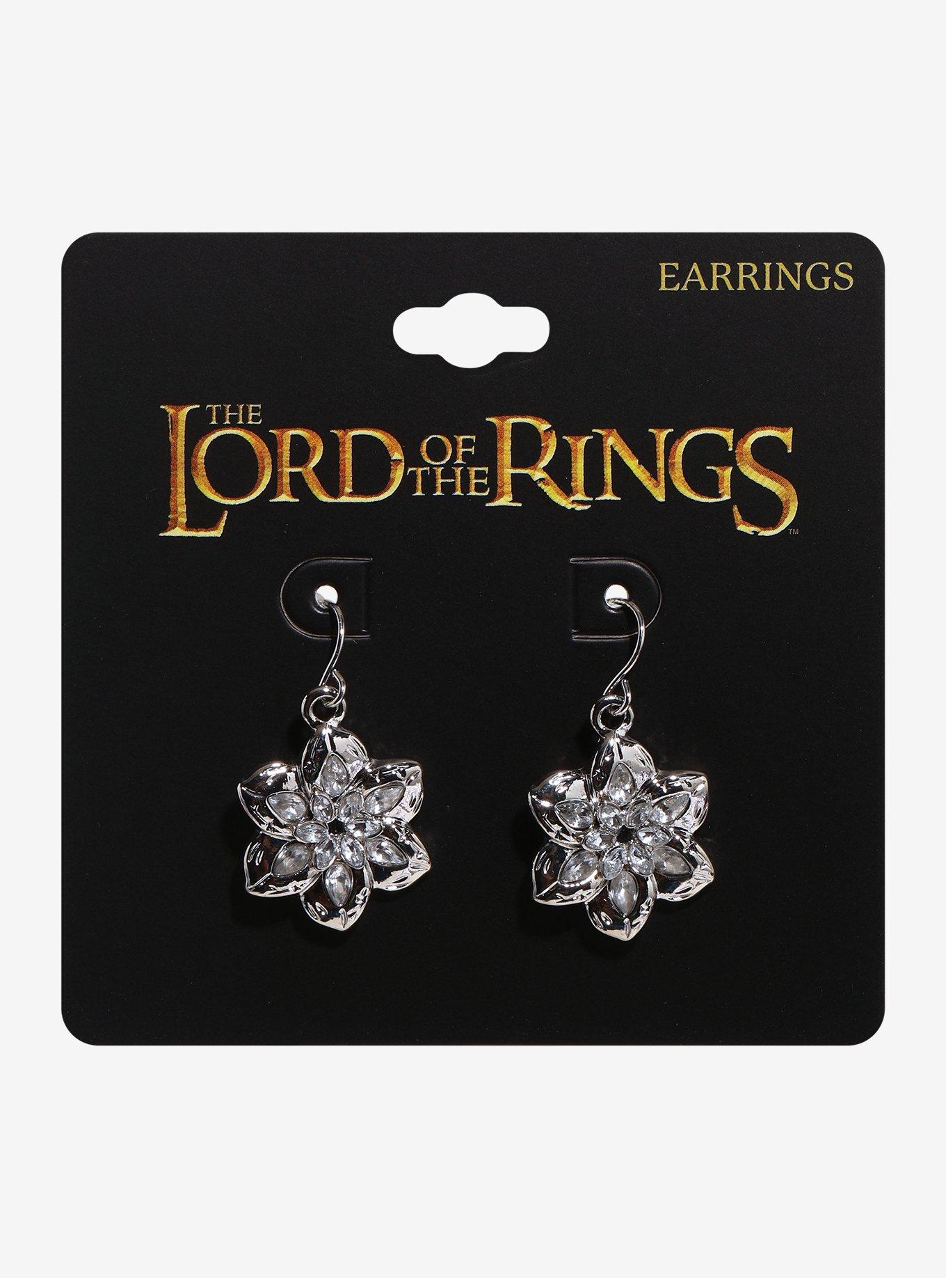 The Lord Of The Rings Galadriel Nenya Flower Drop Earrings, , hi-res