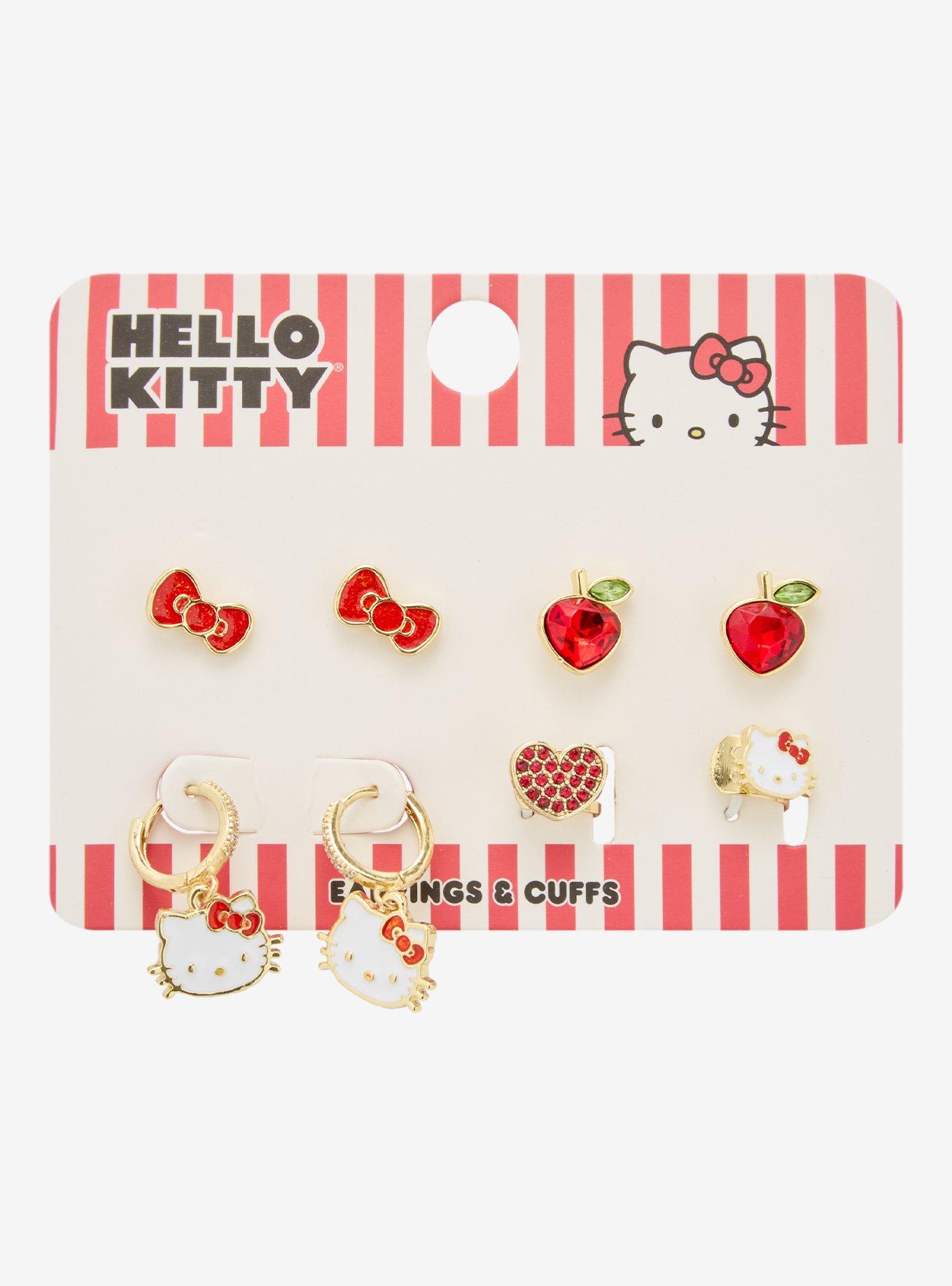Hello Kitty Apple Bow Earring Set, , hi-res