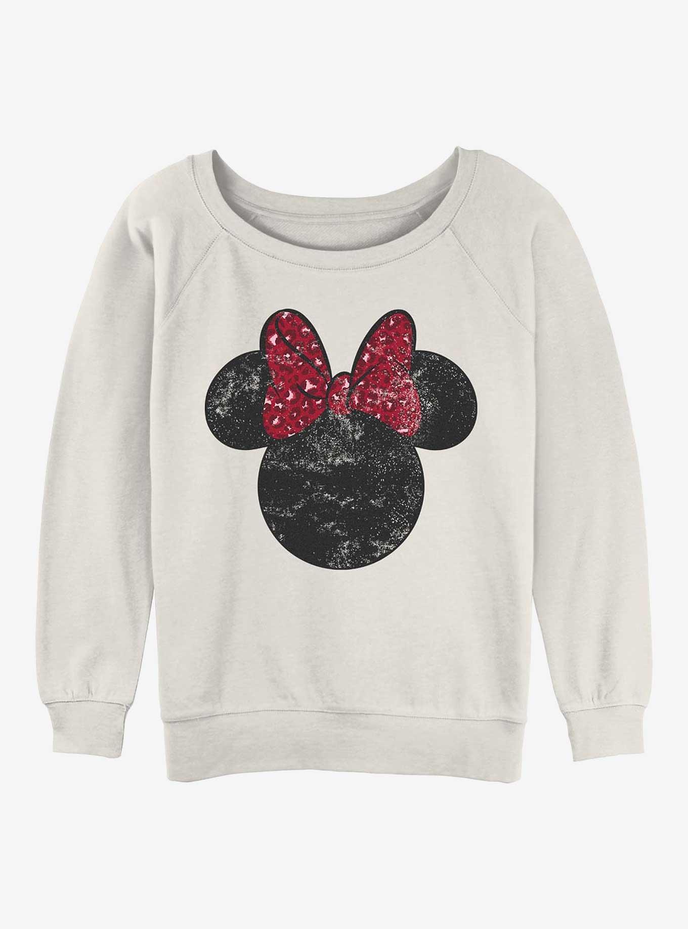Disney Minnie Mouse Minnie Leopard Bow Girls Slouchy Sweatshirt, , hi-res