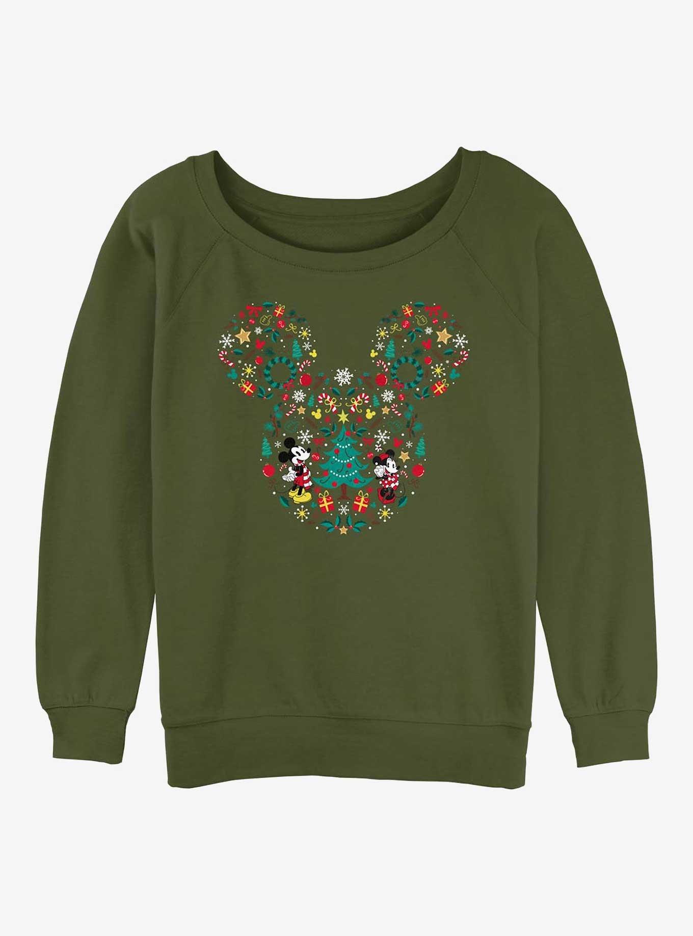 Disney Mickey Mouse Christmas Ear Fill Girls Slouchy Sweatshirt, , hi-res