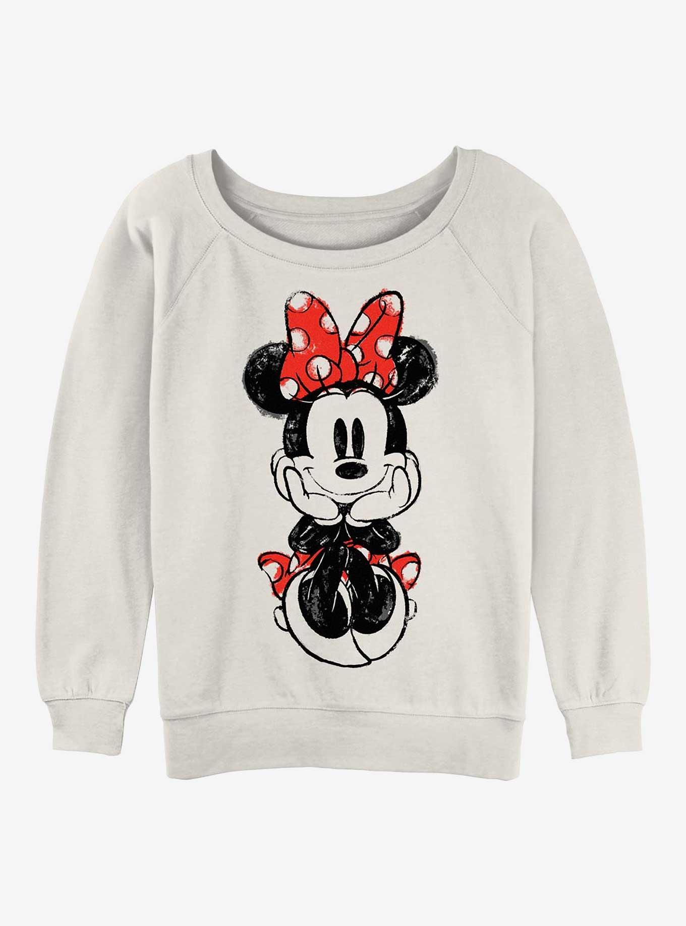 Disney Minnie Mouse Sitting Sketch Girls Slouchy Sweatshirt, , hi-res