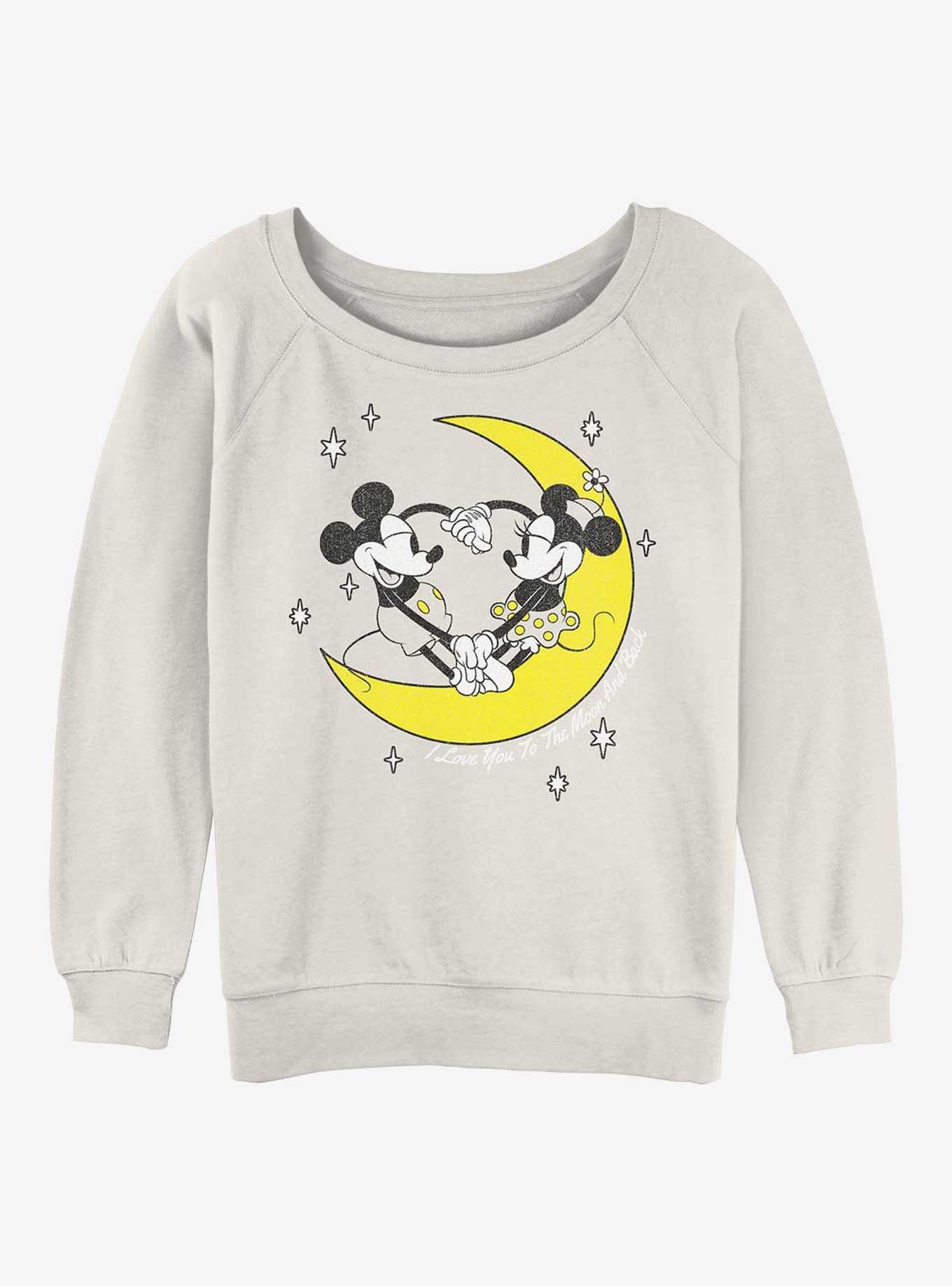 Disney Mickey Mouse With Minnie Mouse To The Moon & Back Girls Slouchy Sweatshirt