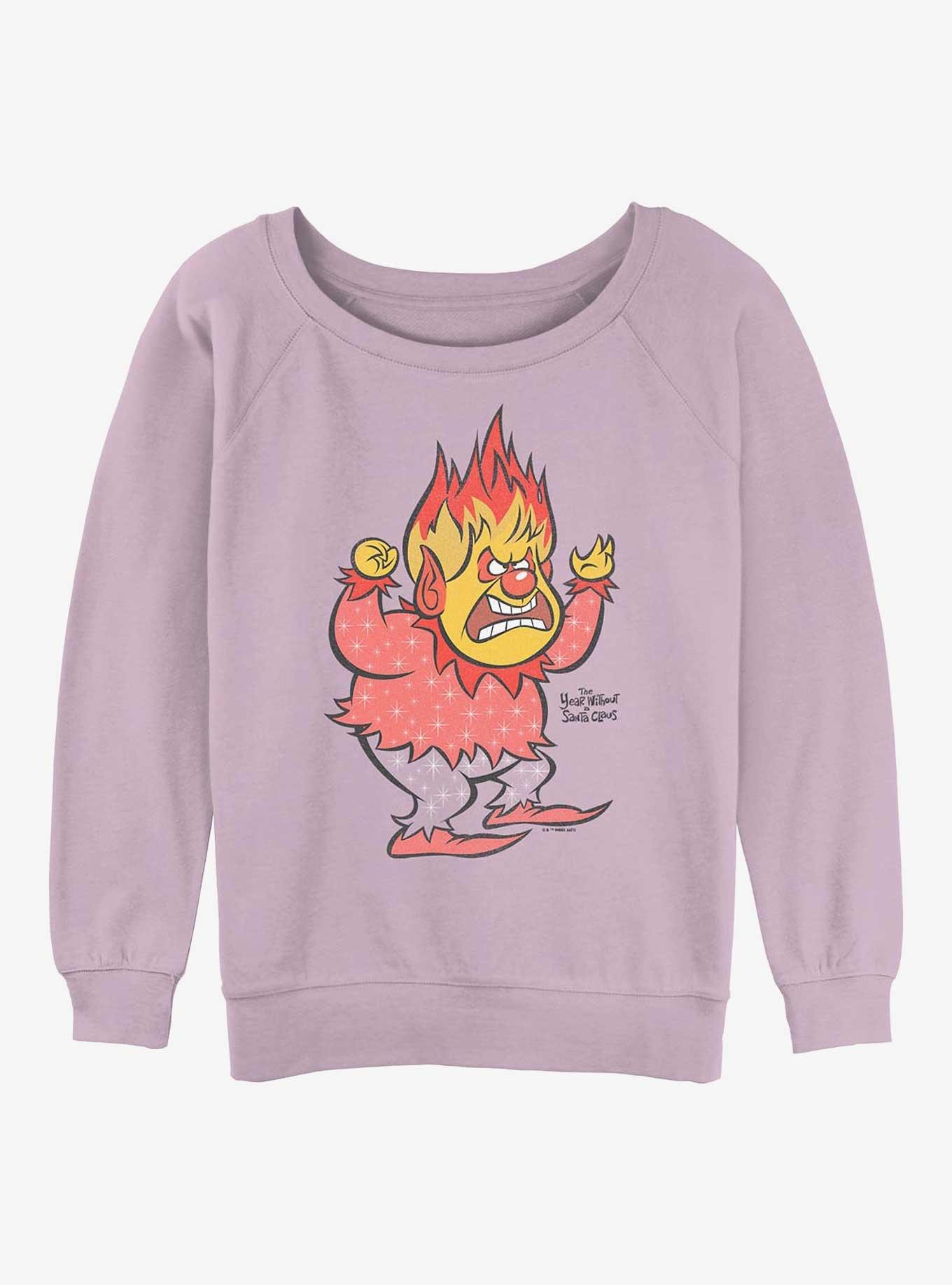 The Year Without a Santa Claus Vintage Heat Girls Slouchy Sweatshirt, LAVENDER, hi-res