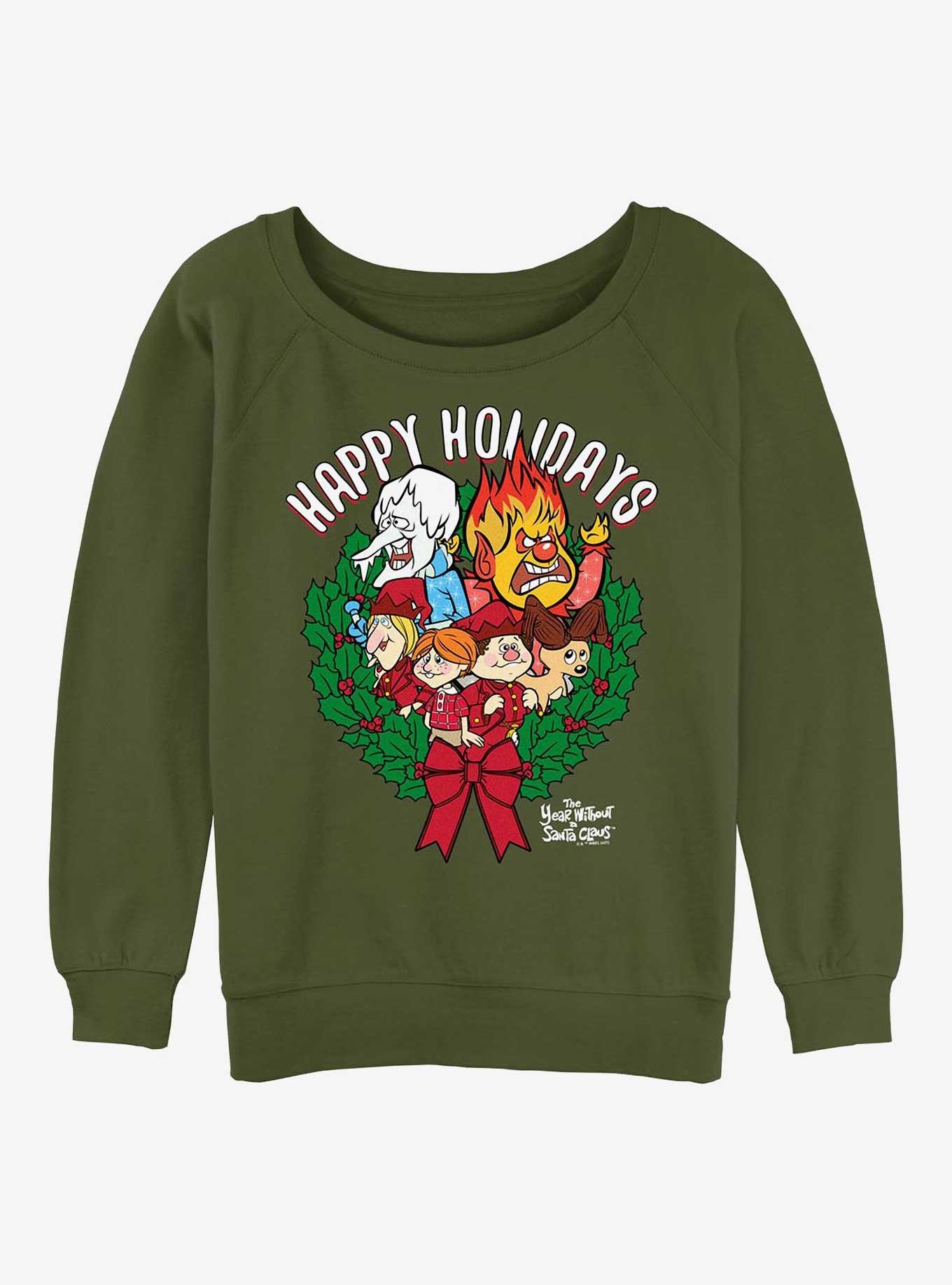 The Year Without a Santa Claus Wreath Group Girls Slouchy Sweatshirt, , hi-res
