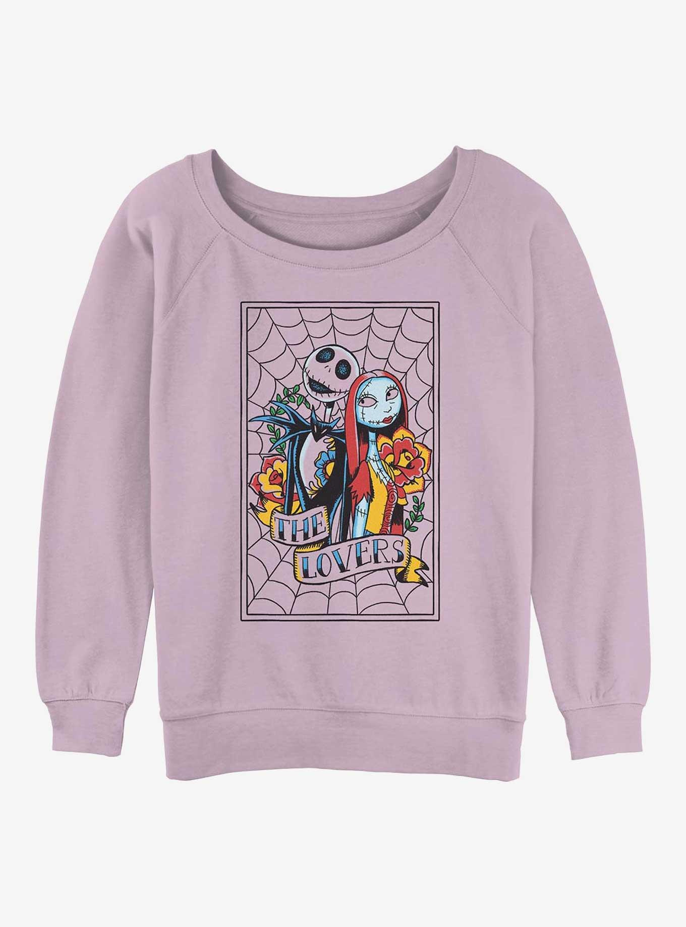 Disney The Nightmare Before Christmas The Lovers Tattoo Tarot Girls Slouchy Sweatshirt, LAVENDER, hi-res