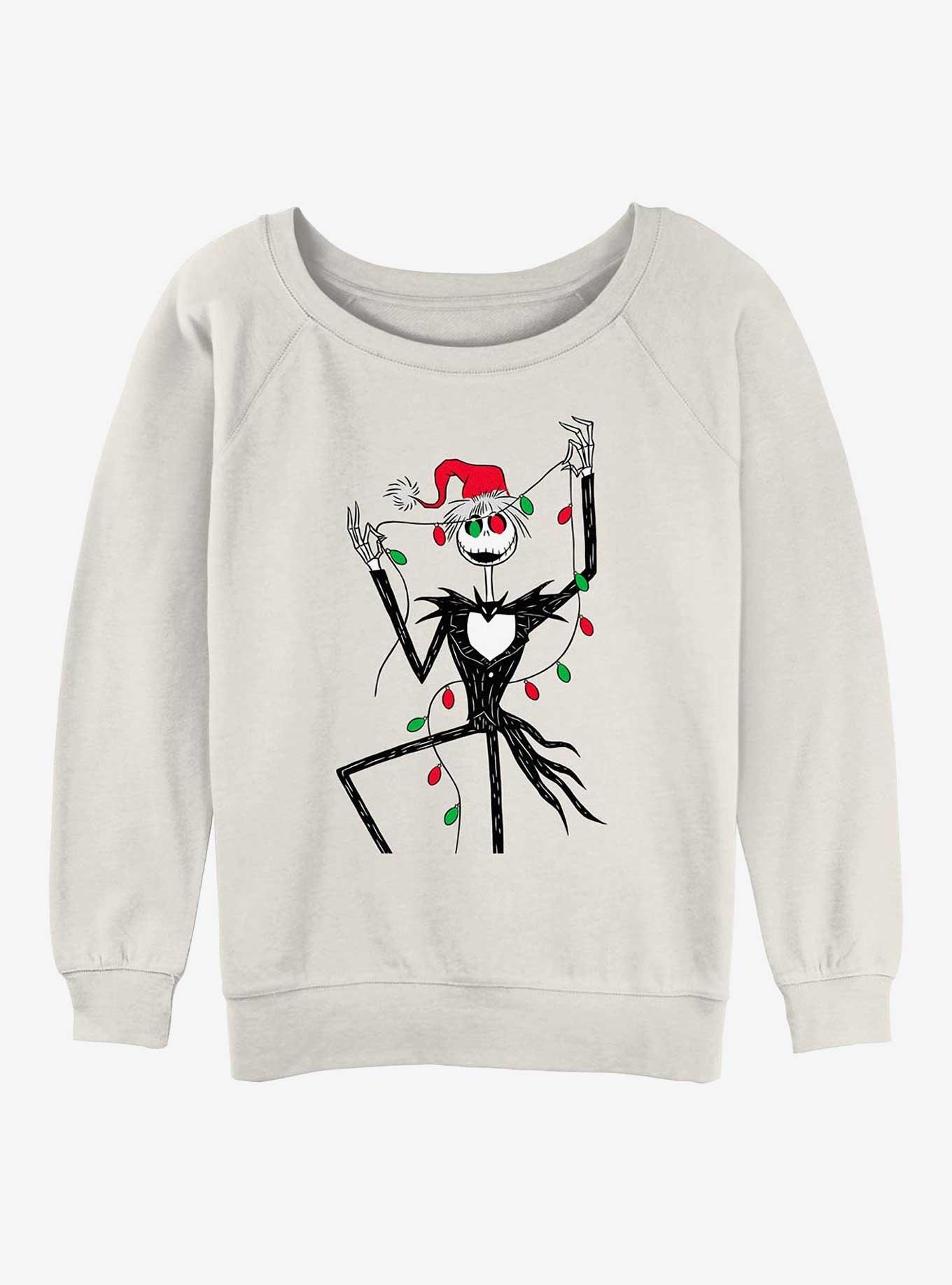 Disney The Nightmare Before Christmas Jack Lights Girls Slouchy Sweatshirt, EGRET, hi-res