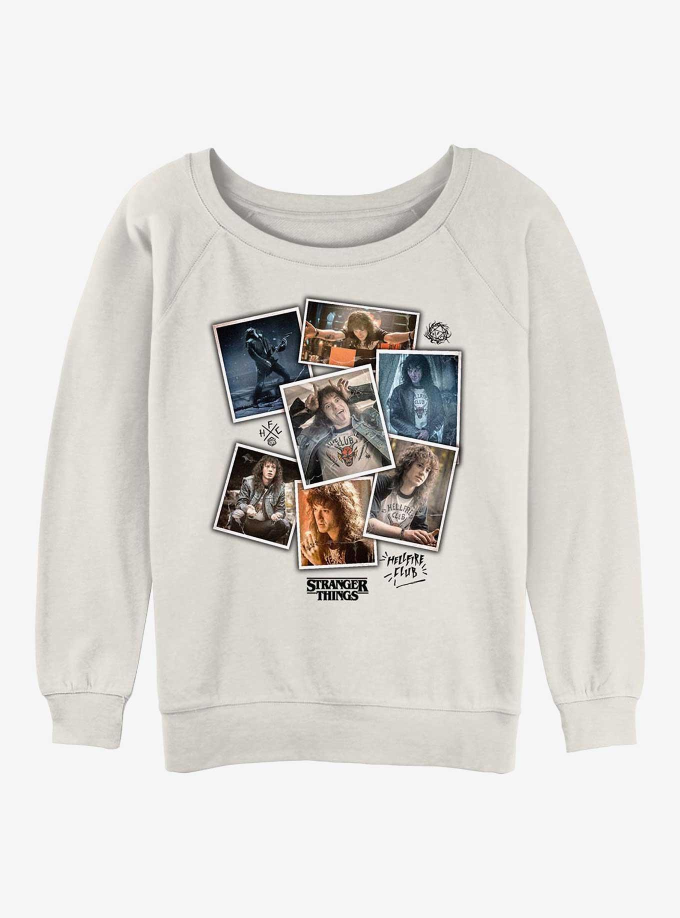 Stranger Things Eddie Collage Girls Slouchy Sweatshirt, EGRET, hi-res