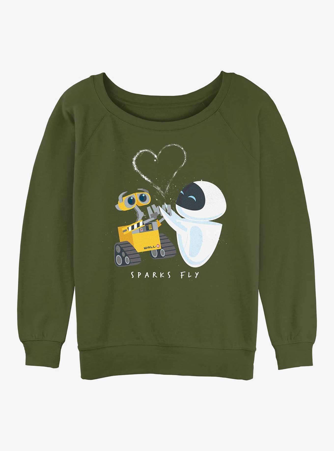 Disney Pixar WALL-E Sparks Fly Girls Slouchy Sweatshirt, OLIVE, hi-res