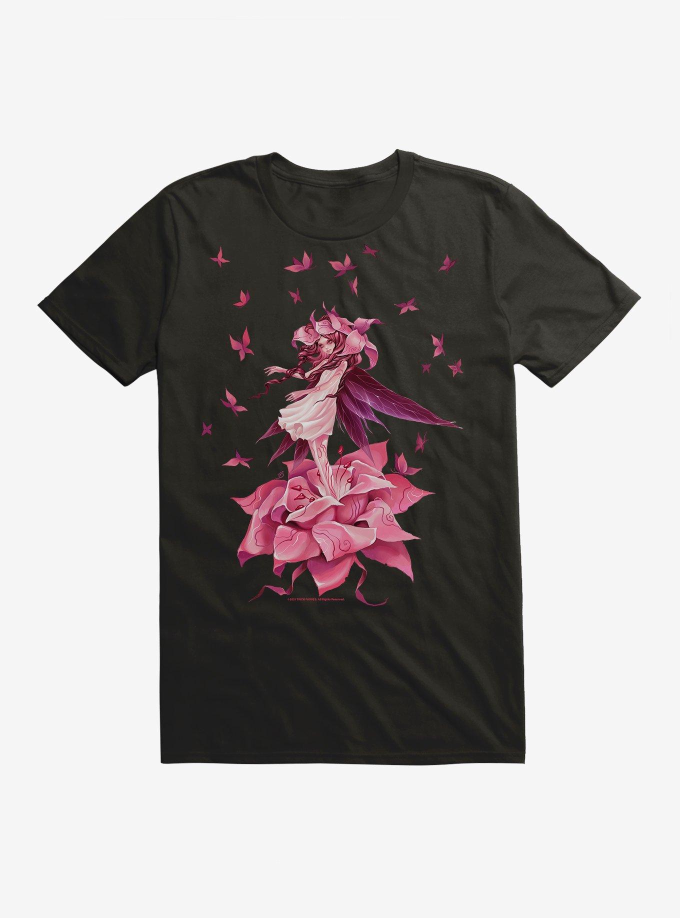 Fairies By Trick Pink Blossom Fairy T-Shirt, BLACK, hi-res