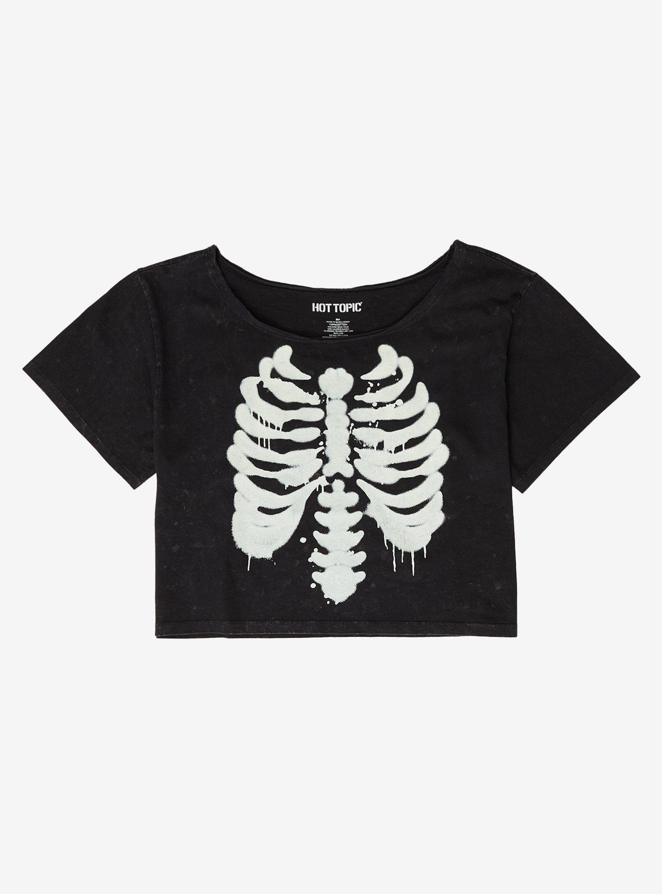 Rib Cage Glow-In-The-Dark Off-Shoulder Girls T-Shirt, , hi-res