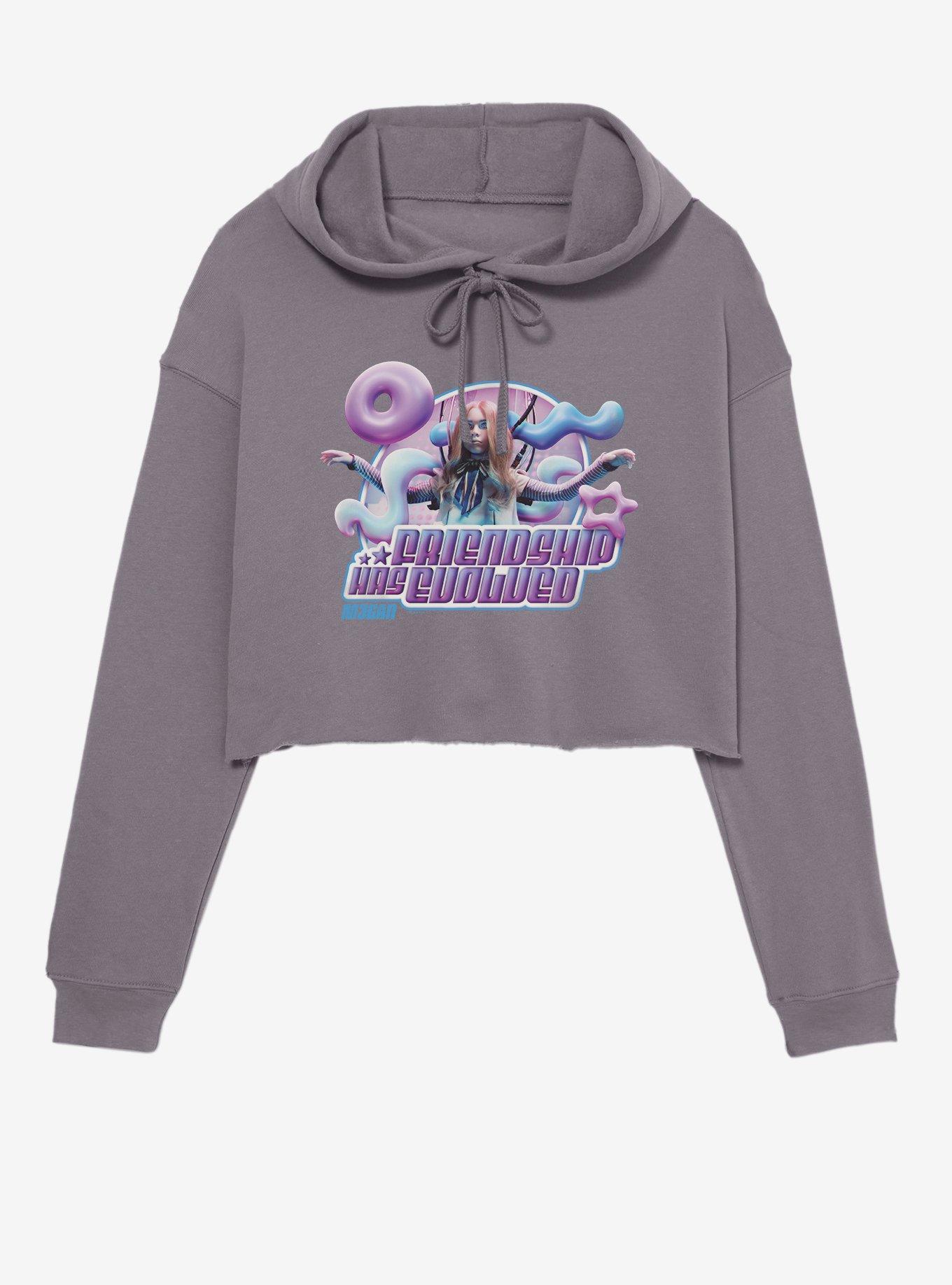 M3GAN Friendship Has Evolved Girls Crop Hoodie, STORM GREY, hi-res view 1