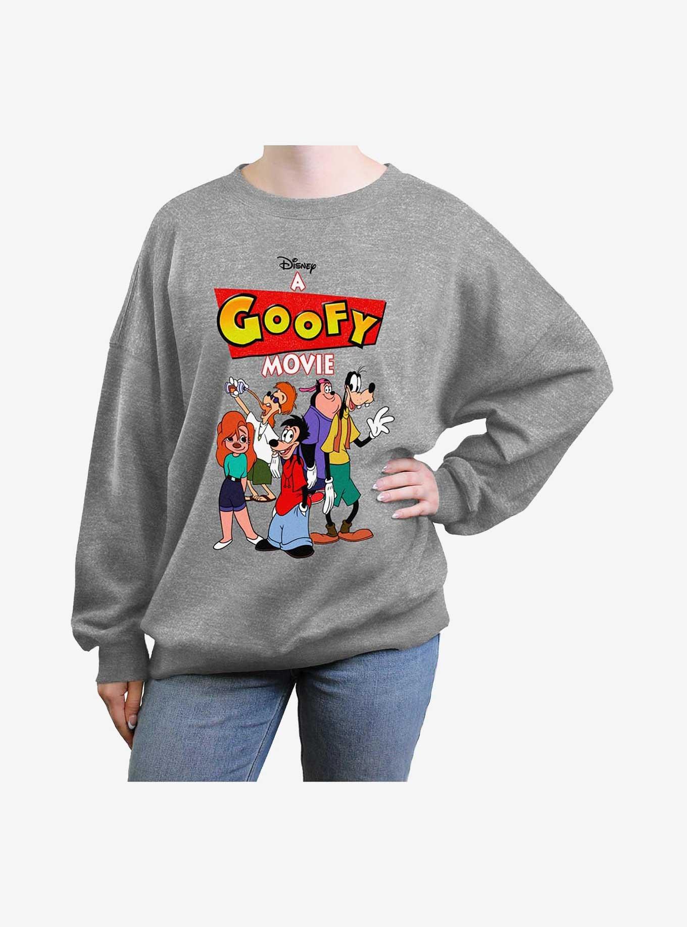 Disney A Goofy Movie Logo Group Girls Oversized Sweatshirt, HEATHER GR, hi-res