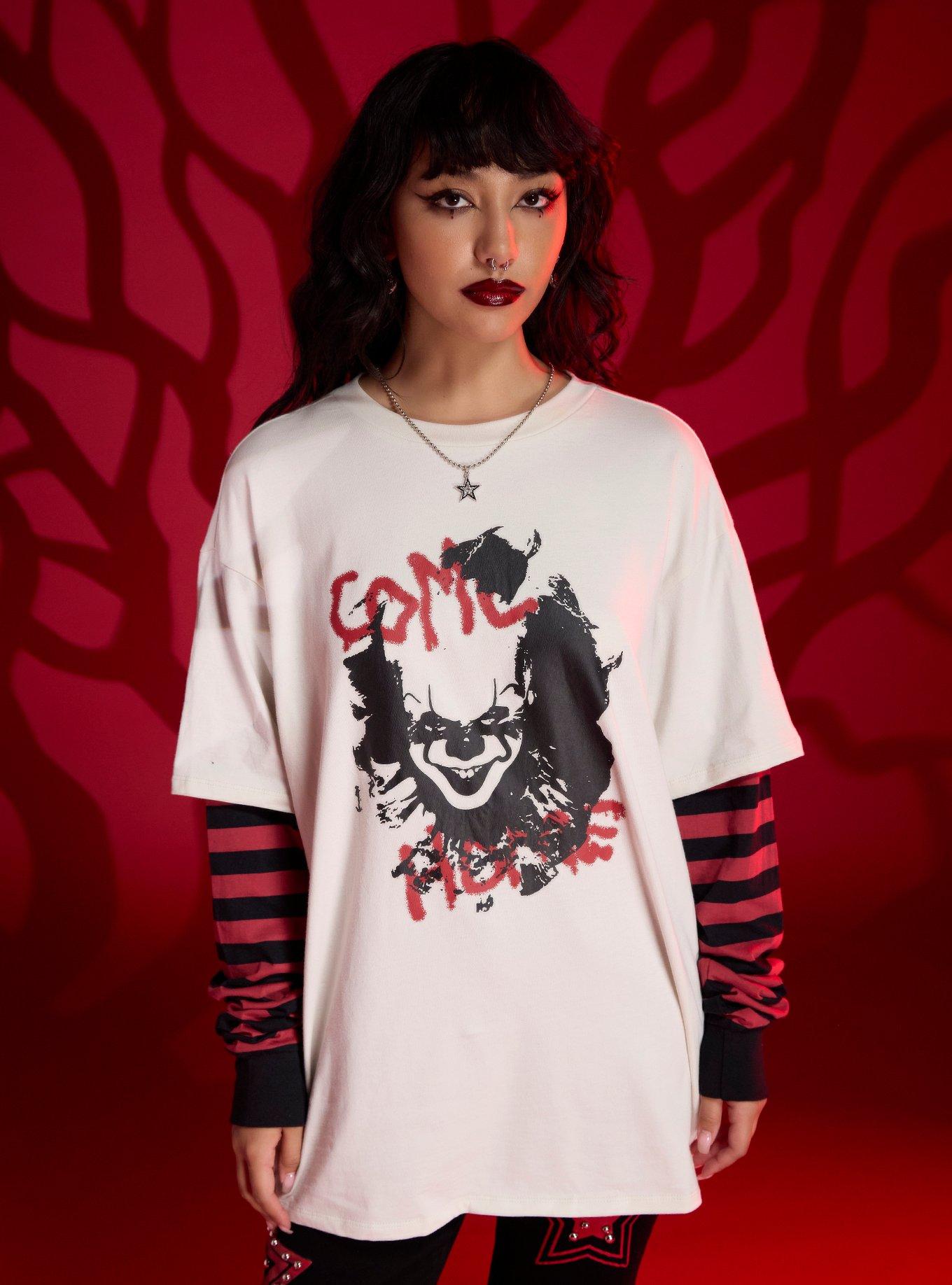 IT Pennywise Oversized Twofer Long-Sleeve T-Shirt | Hot Topic