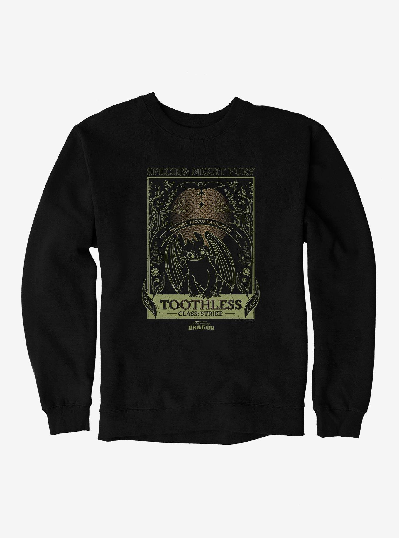 How To Train Your Dragon Toothless Species Card Sweatshirt, BLACK, hi-res