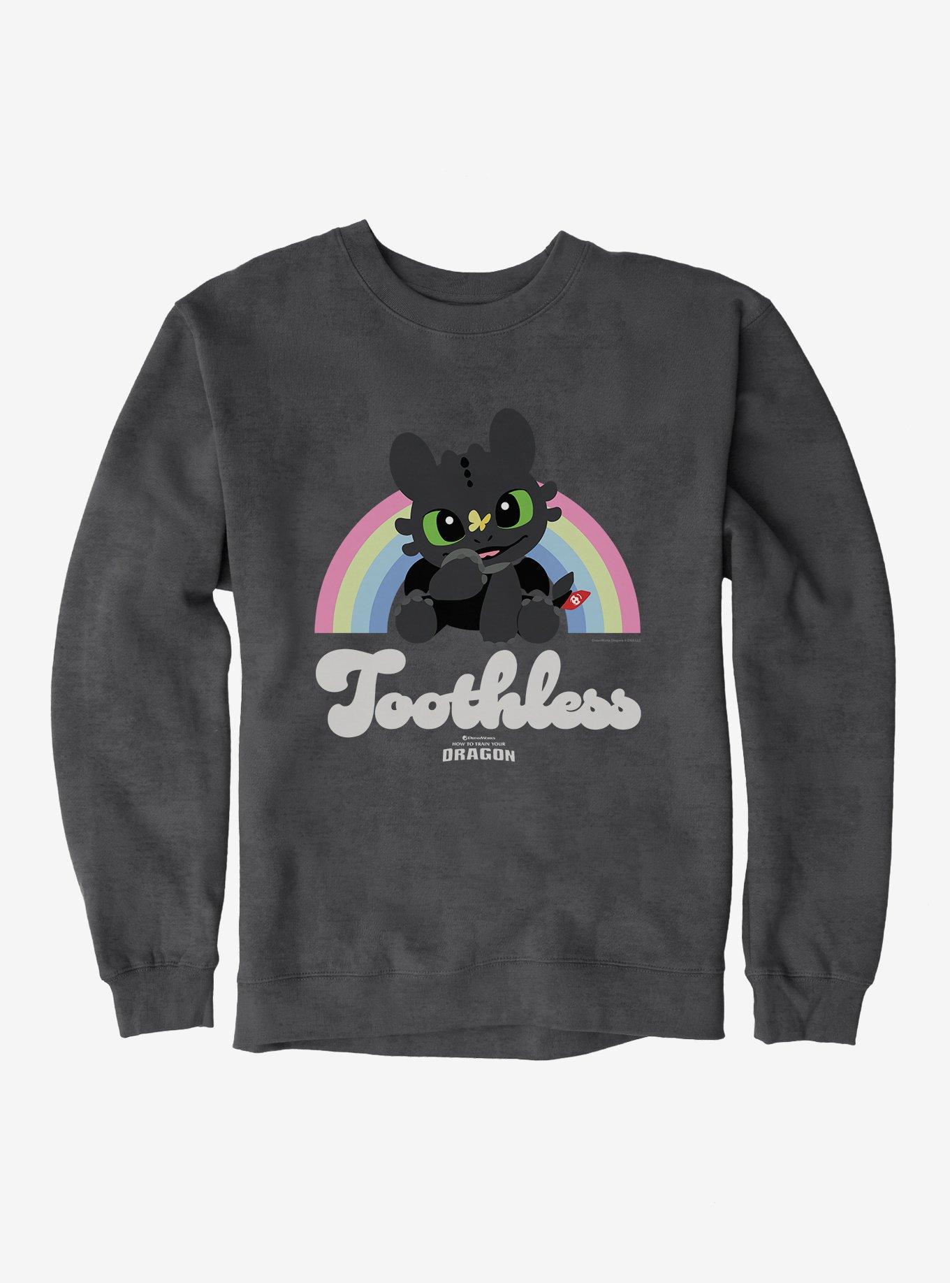 How To Train Your Dragon Toothless Rainbow Sweatshirt, DARK HEATHER, hi-res