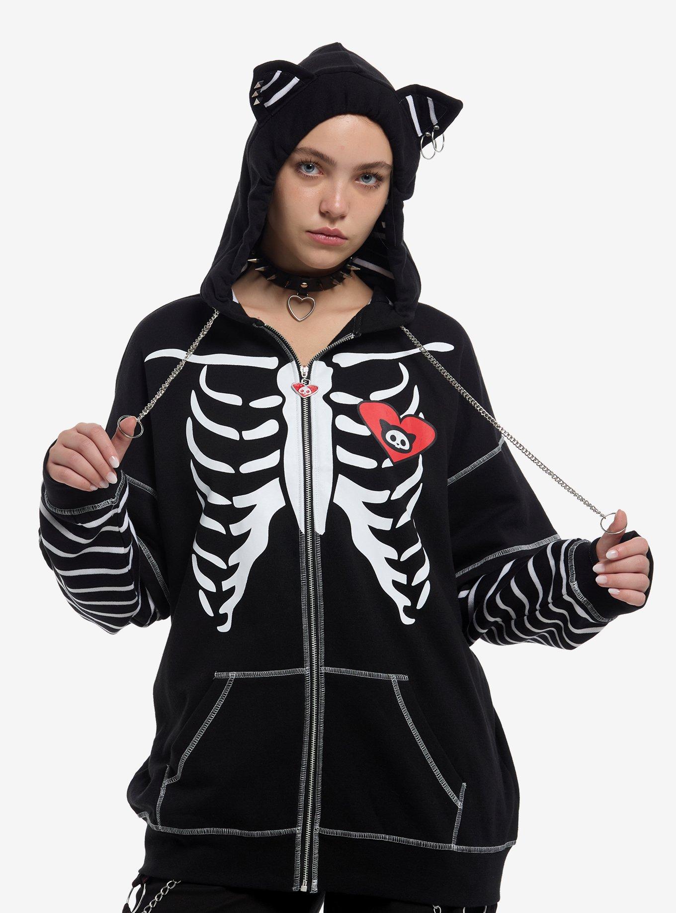 Skelanimals Kit The Cat Girls Oversized Twofer Hoodie | Hot Topic