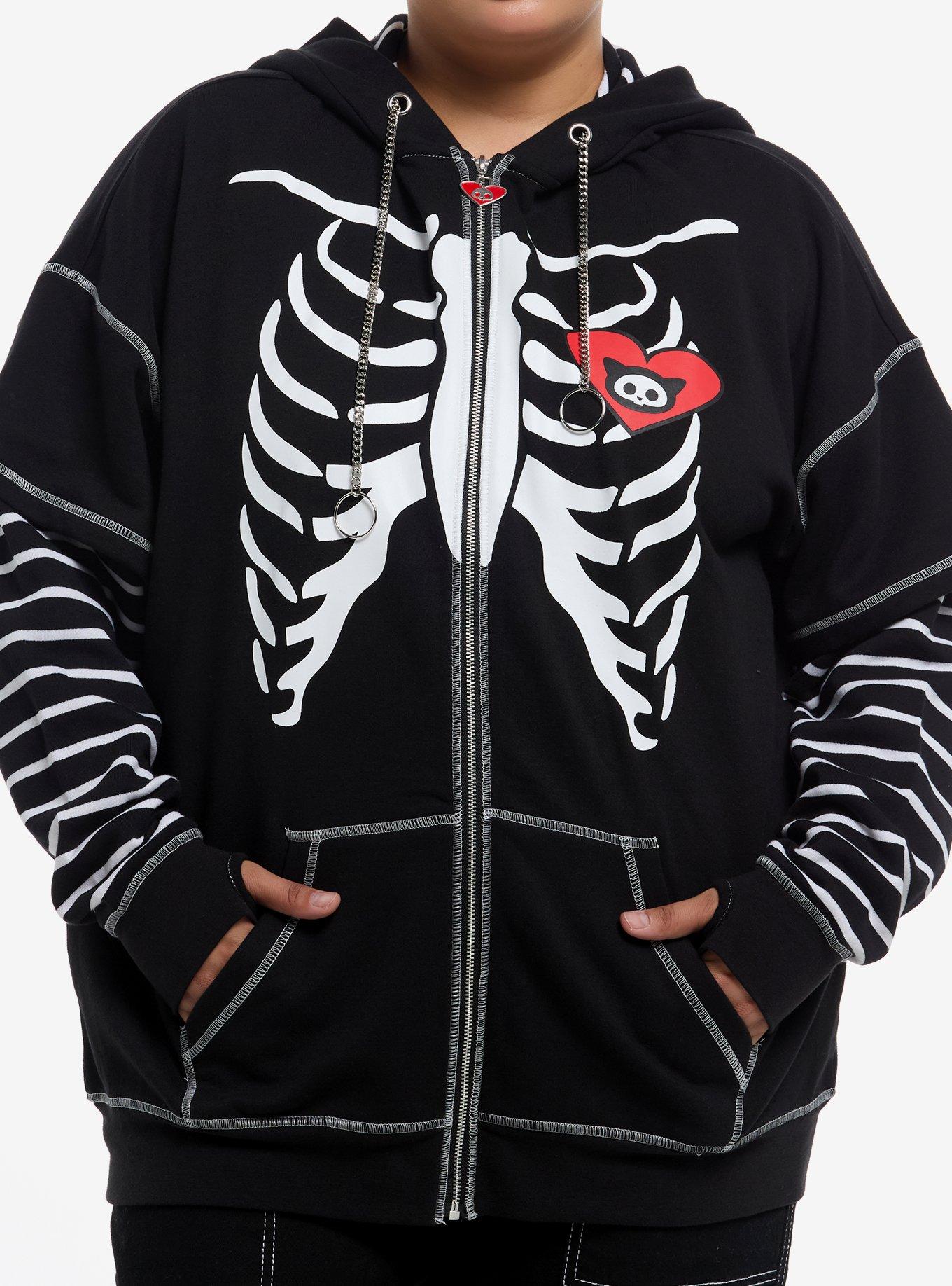 Skelanimals Kit The Cat Girls Oversized Twofer Hoodie Plus Size, , hi-res