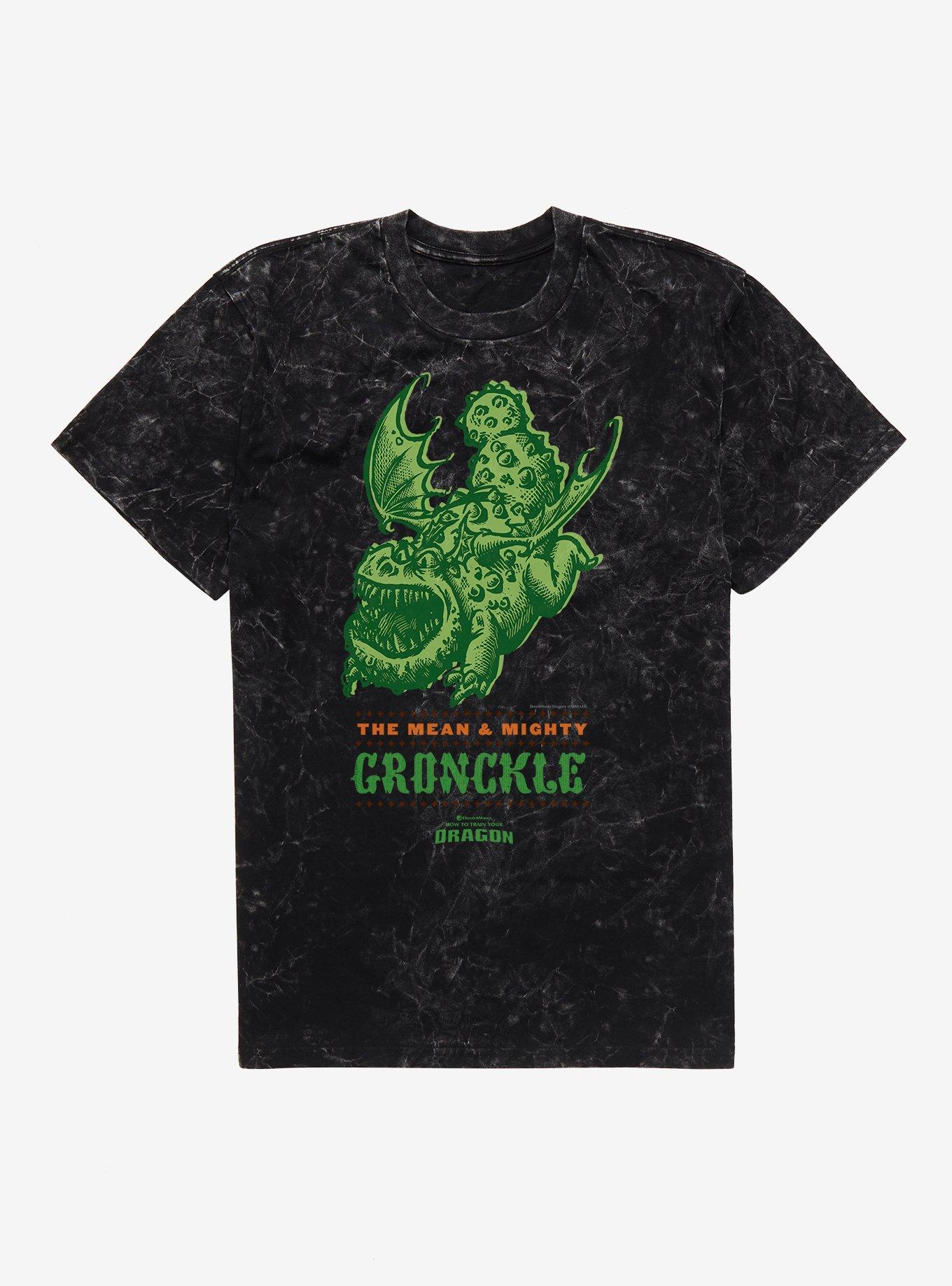 How To Train Your Dragon Mean & Mighty Gronckle Mineral Wash T-Shirt, BLACK MINERAL WASH, hi-res