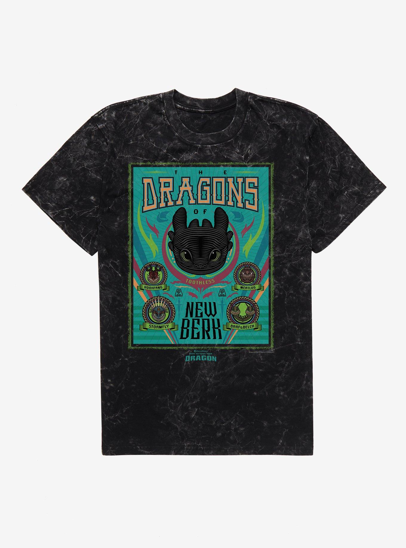 How To Train Your Dragon New Berk Dragons Mineral Wash T-Shirt, BLACK MINERAL WASH, hi-res