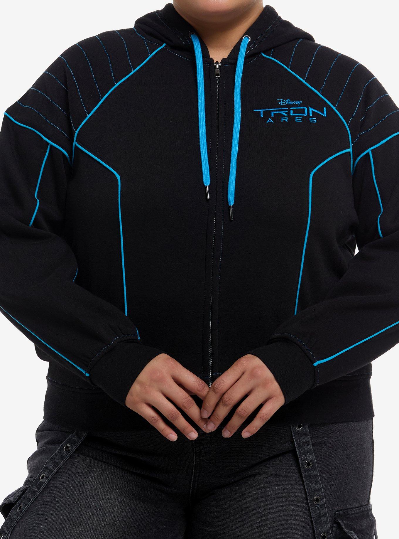 Disney Tron: Ares Blue Crop Hoodie Plus Size, , hi-res