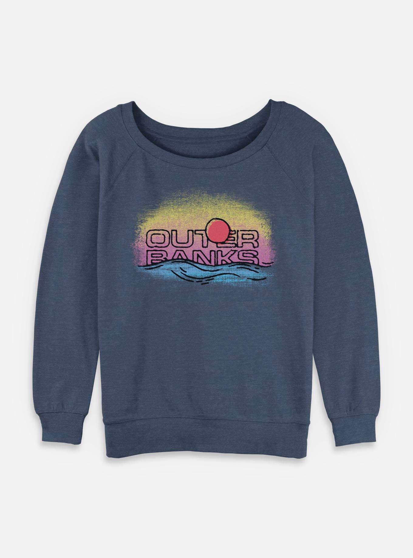 Outer Banks Sunset Logo Womens Slouchy Sweatshirt, BLUEHTR, hi-res