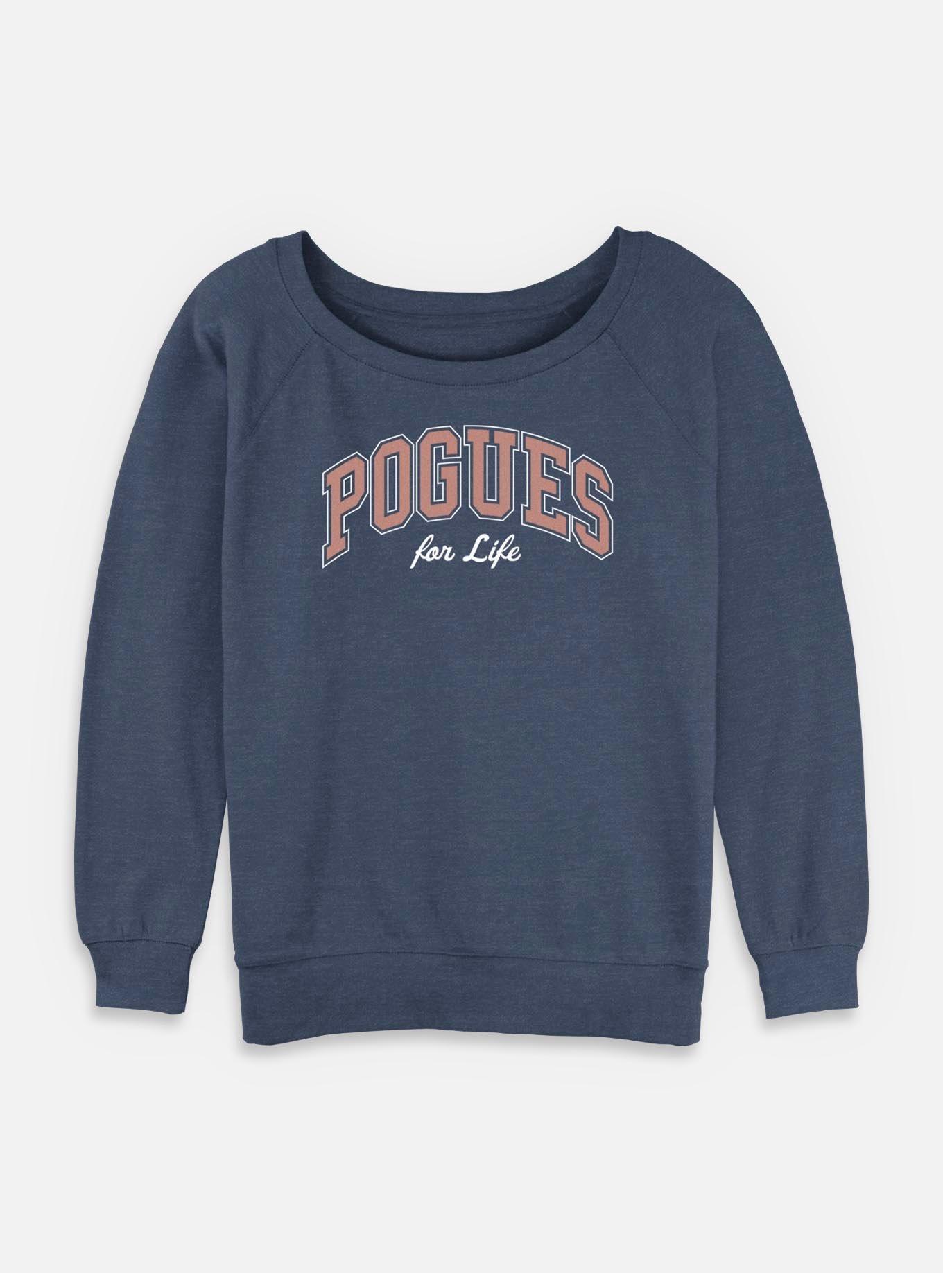 Outer Banks Pogues For Life Collegiate Womens Slouchy Sweatshirt, BLUEHTR, hi-res