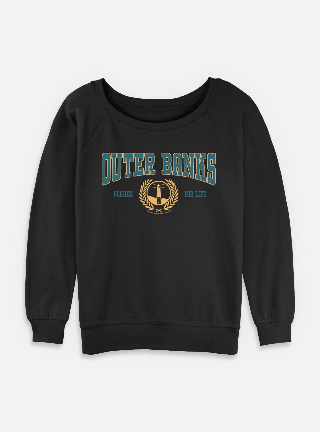 Outer Banks Collegiate Logo Womens Slouchy Sweatshirt, BLACK, hi-res