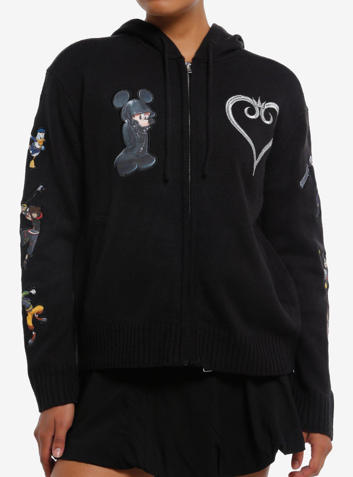 Homme/Femme Capuche Fermeture Éclair Couleur Patchwork Kingdom Hearts Série Personnages de Dessin animé Chaud Cardigan Sweats à capuche, Noir , XXL