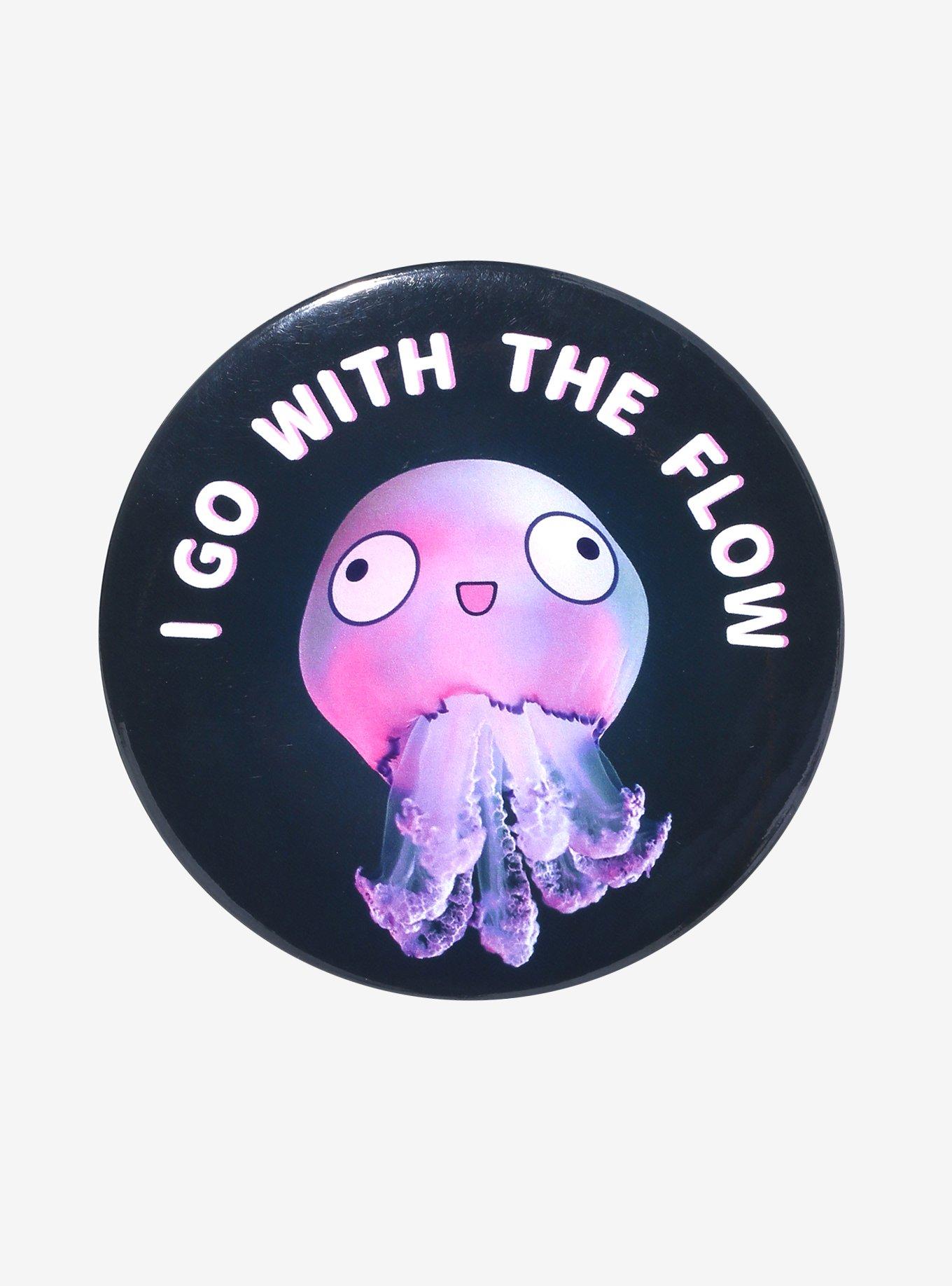 Go With The Flow Jellyfish 3 Inch Button, , hi-res