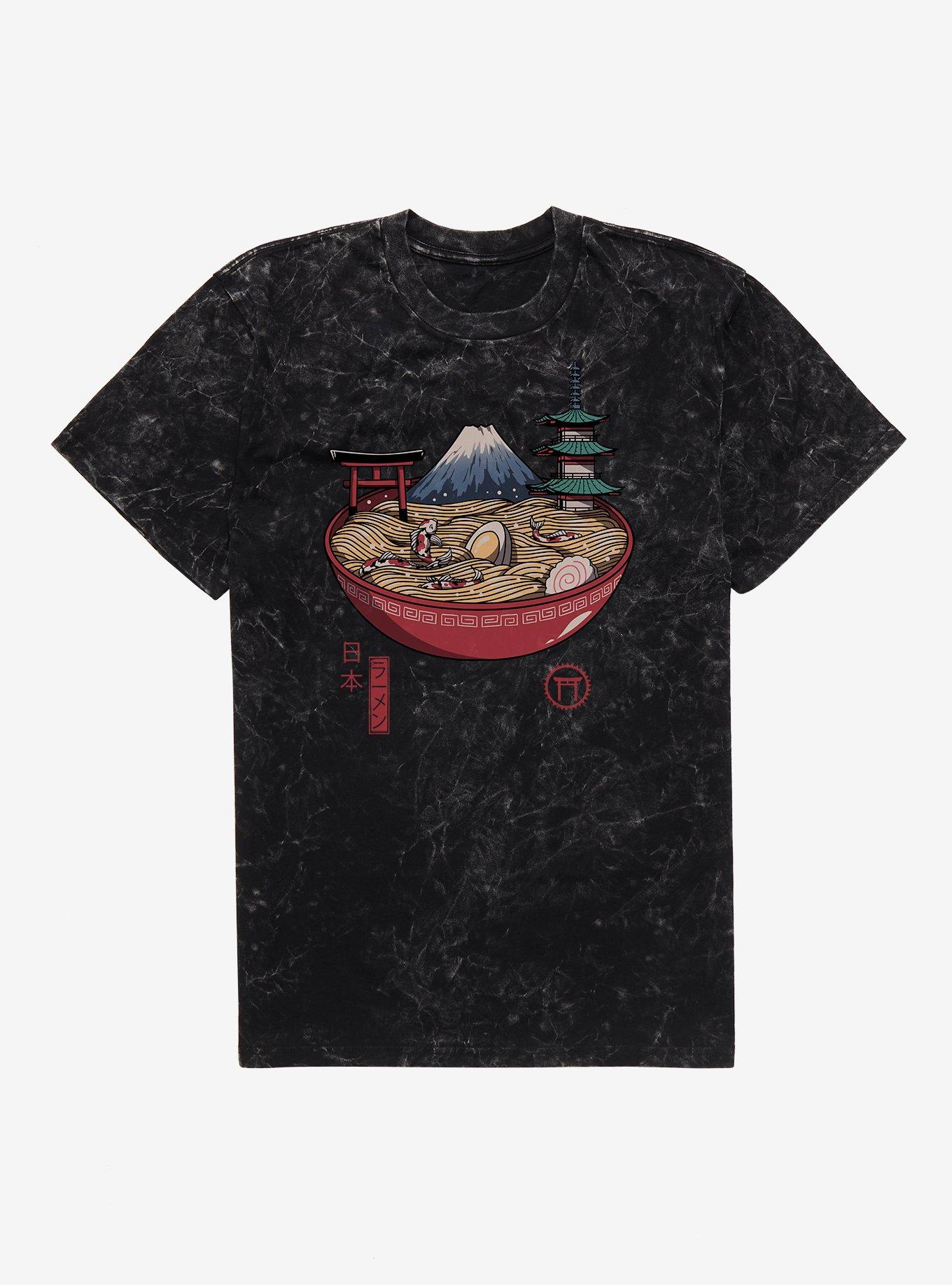 A Japanese Ramen Mineral Wash T-Shirt, BLACK MINERAL WASH, hi-res