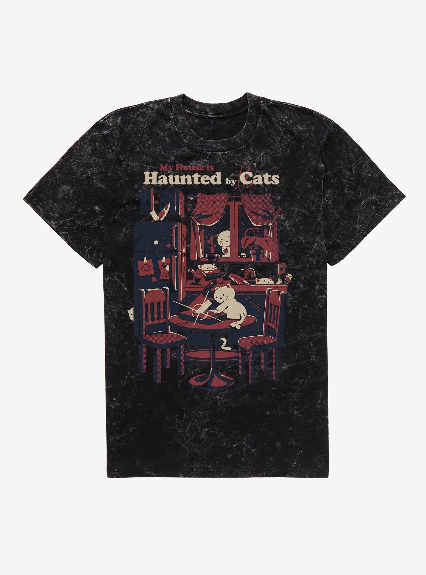 Haunted By Cats Mineral Wash T-Shirt, BLACK MINERAL WASH, hi-res